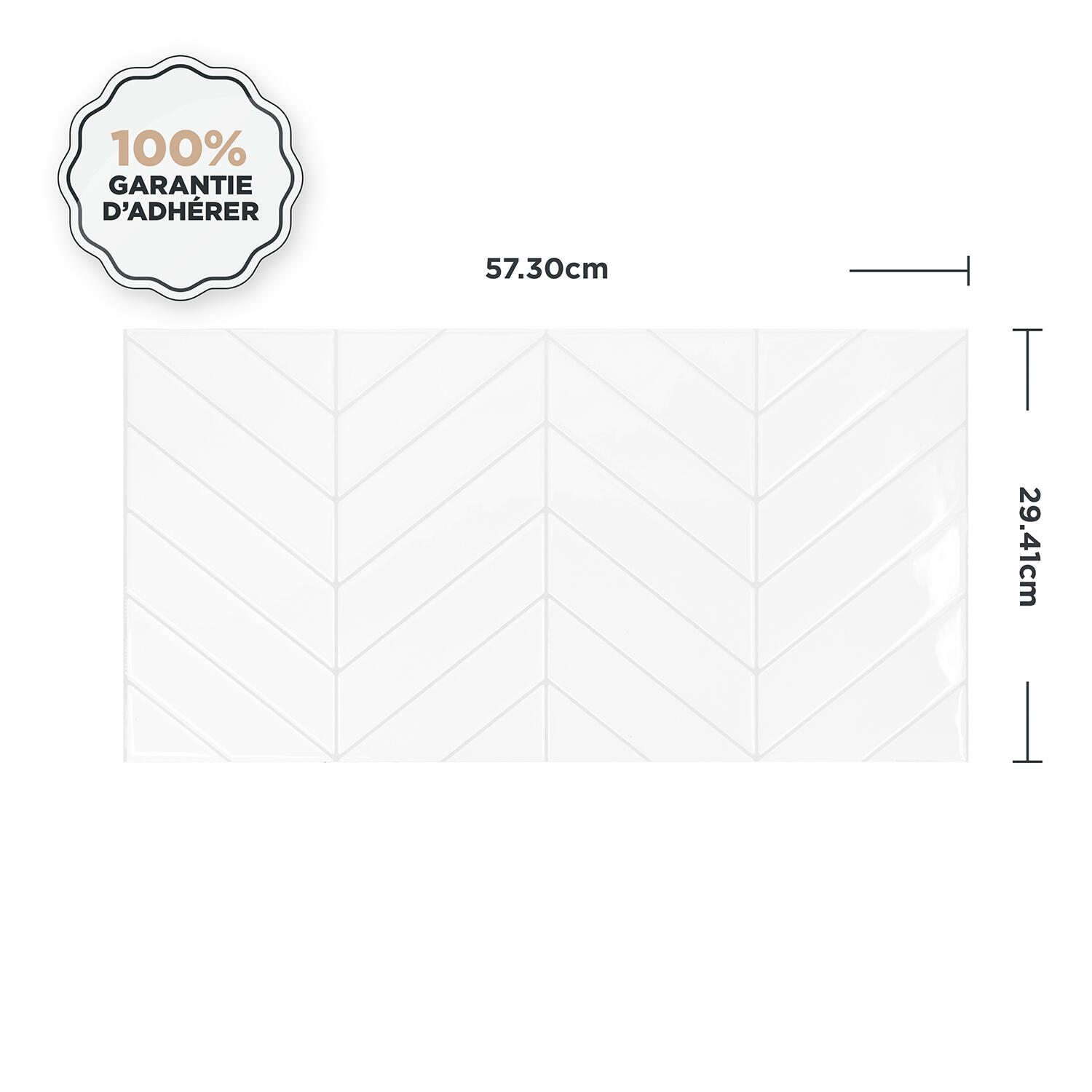 Lot de 2 adhésifs décoratifs, crédences, Blok béton XL blanc 57,3 cm x 29,4 cm - 4