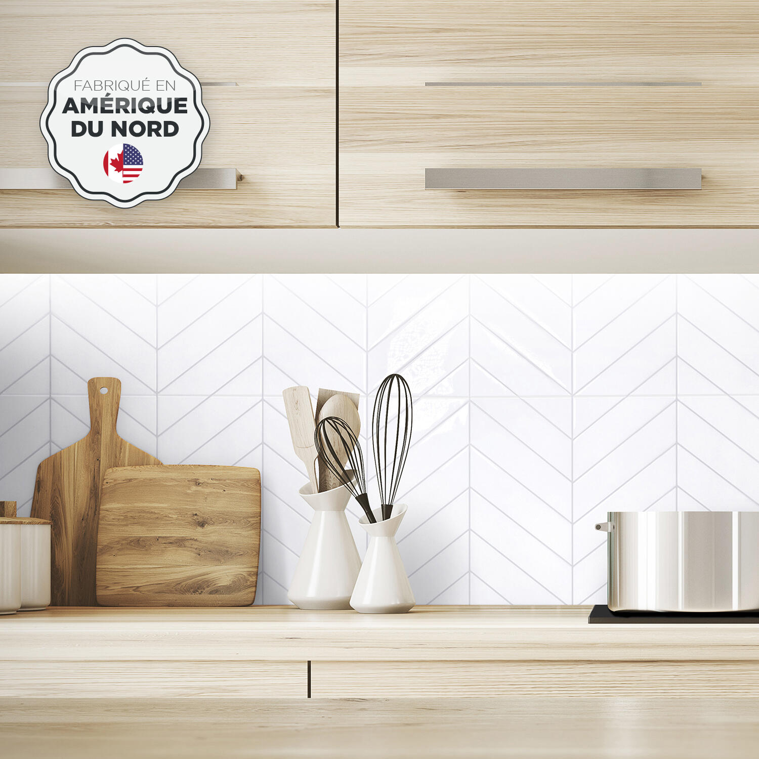 Lot de 2 adhésifs décoratifs, crédences, Blok béton XL blanc 57,3 cm x 29,4 cm - 5