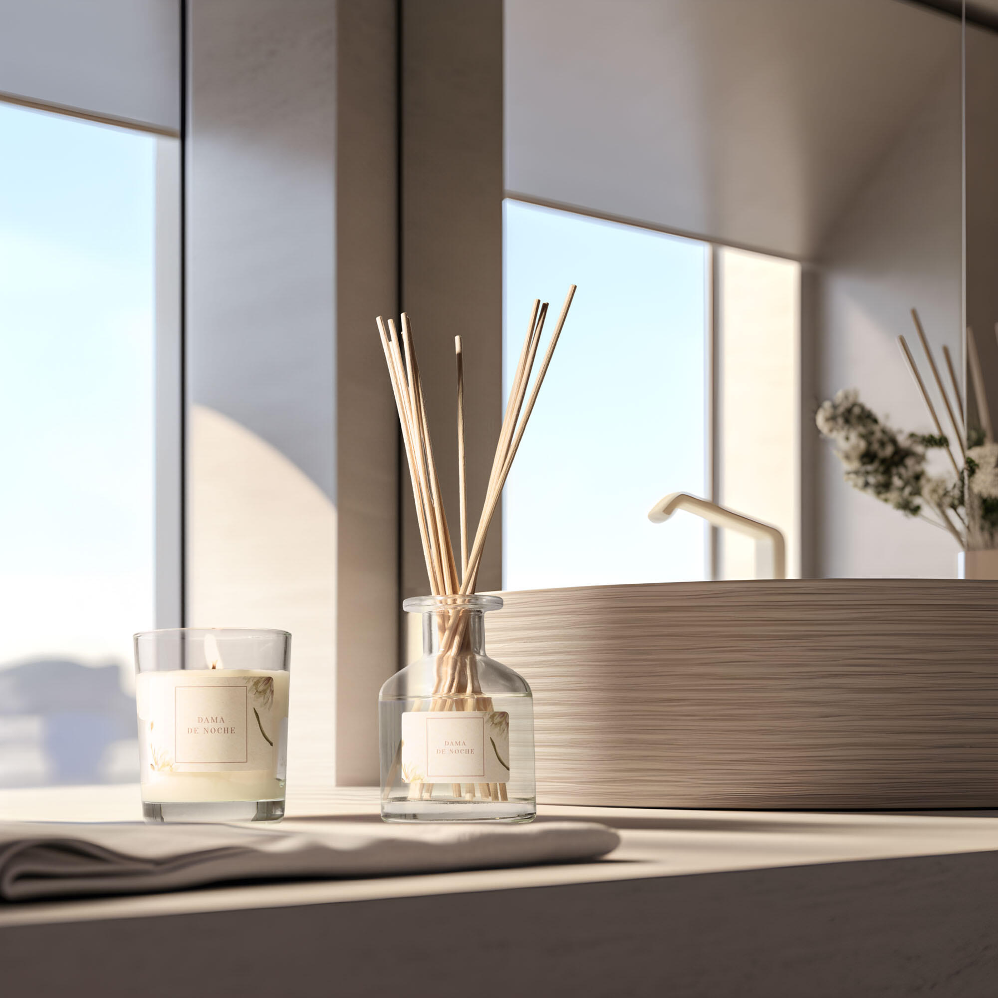 Vela aromática Floral Dama De Noche  blanco 130 g - 2