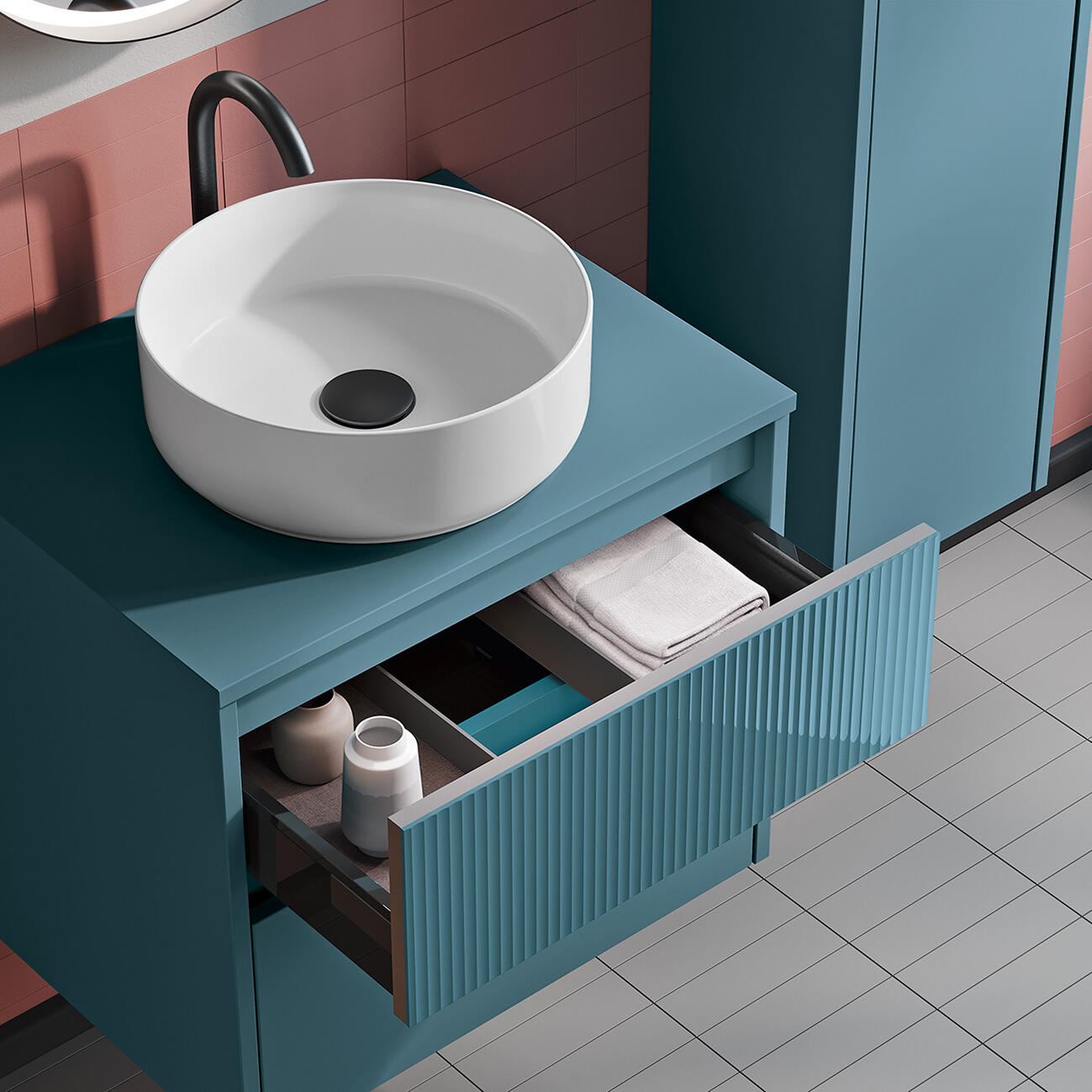 Lavabo da appoggio Kyoto tondo in ceramica bianco L36H12 - 6