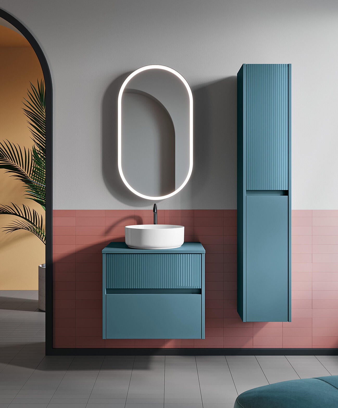 Lavabo da appoggio Kyoto tondo in ceramica bianco L36H12 - 5