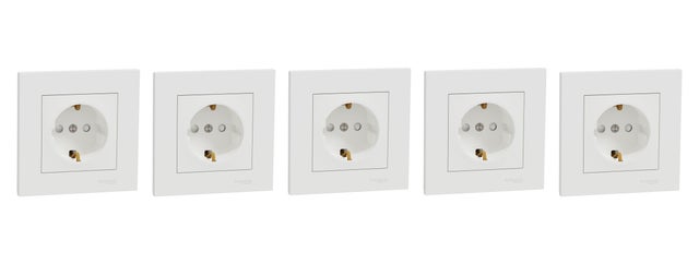Pack de 5 enchufes con toma de tierra SCHNEIDER ELECTRIC Miluz blanco