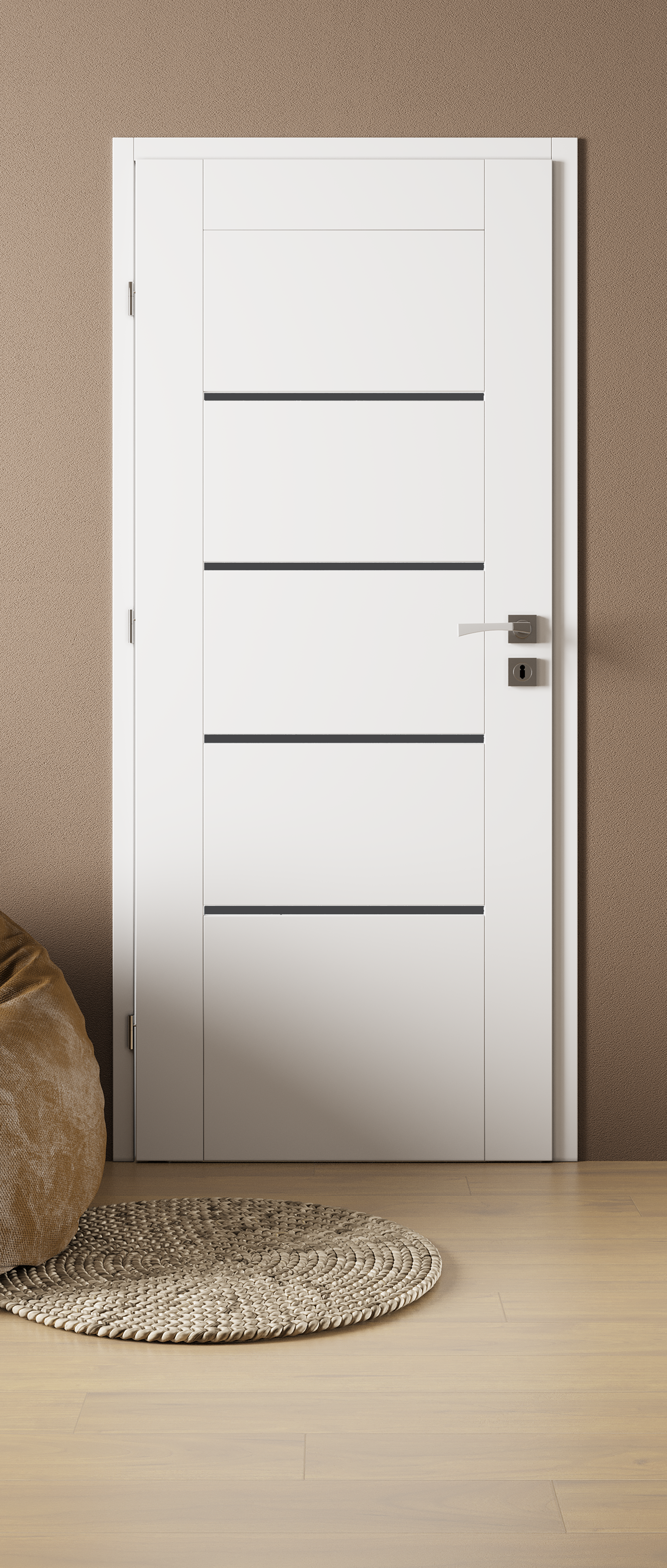 Drzwi wewnętrzne pokojowe Vinci Nero białe czarna szyba 80 lewe Voster - 5