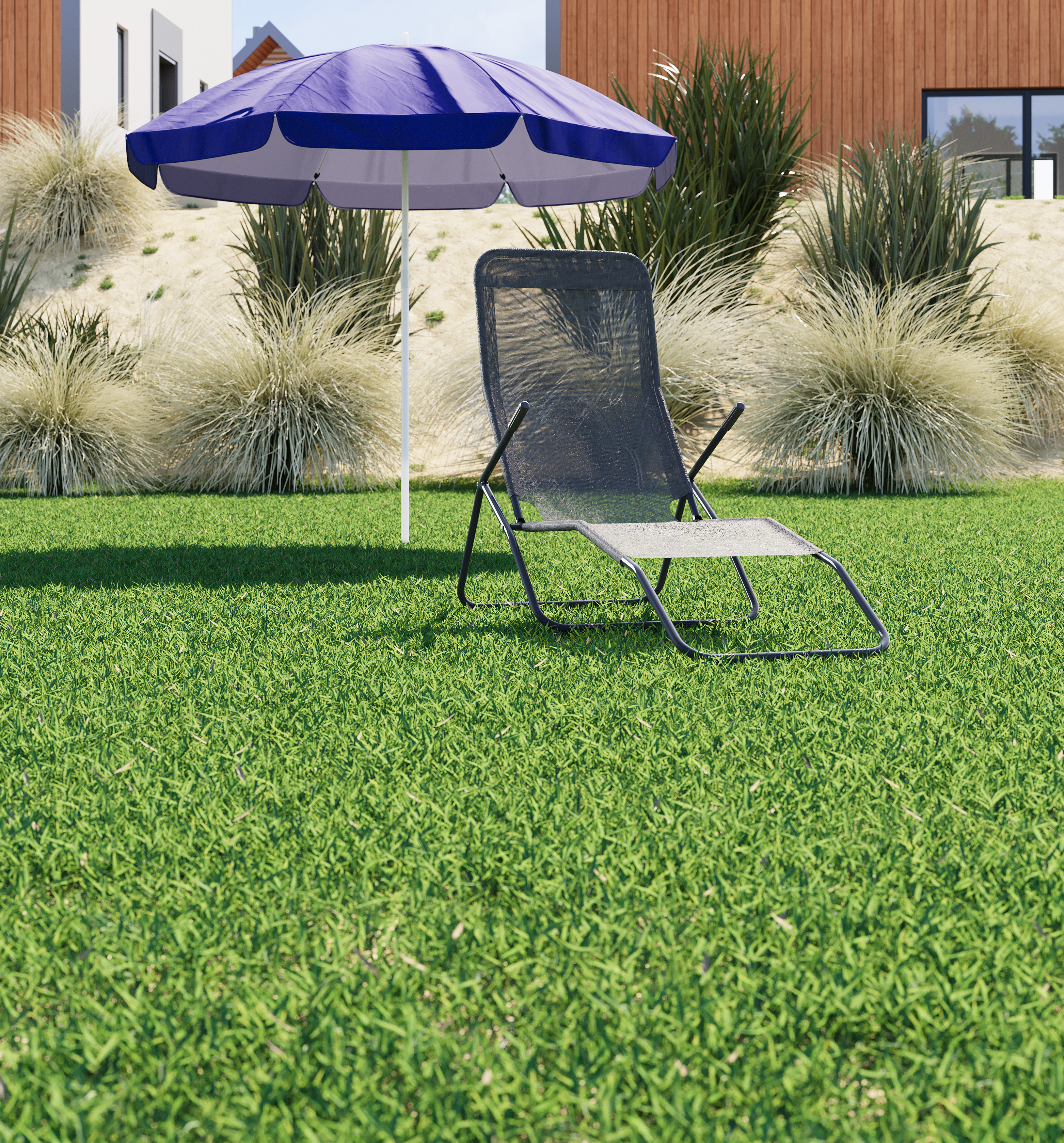 Parasol plażowy okrągły 220x220 cm z powłoką UV niebieski - 5
