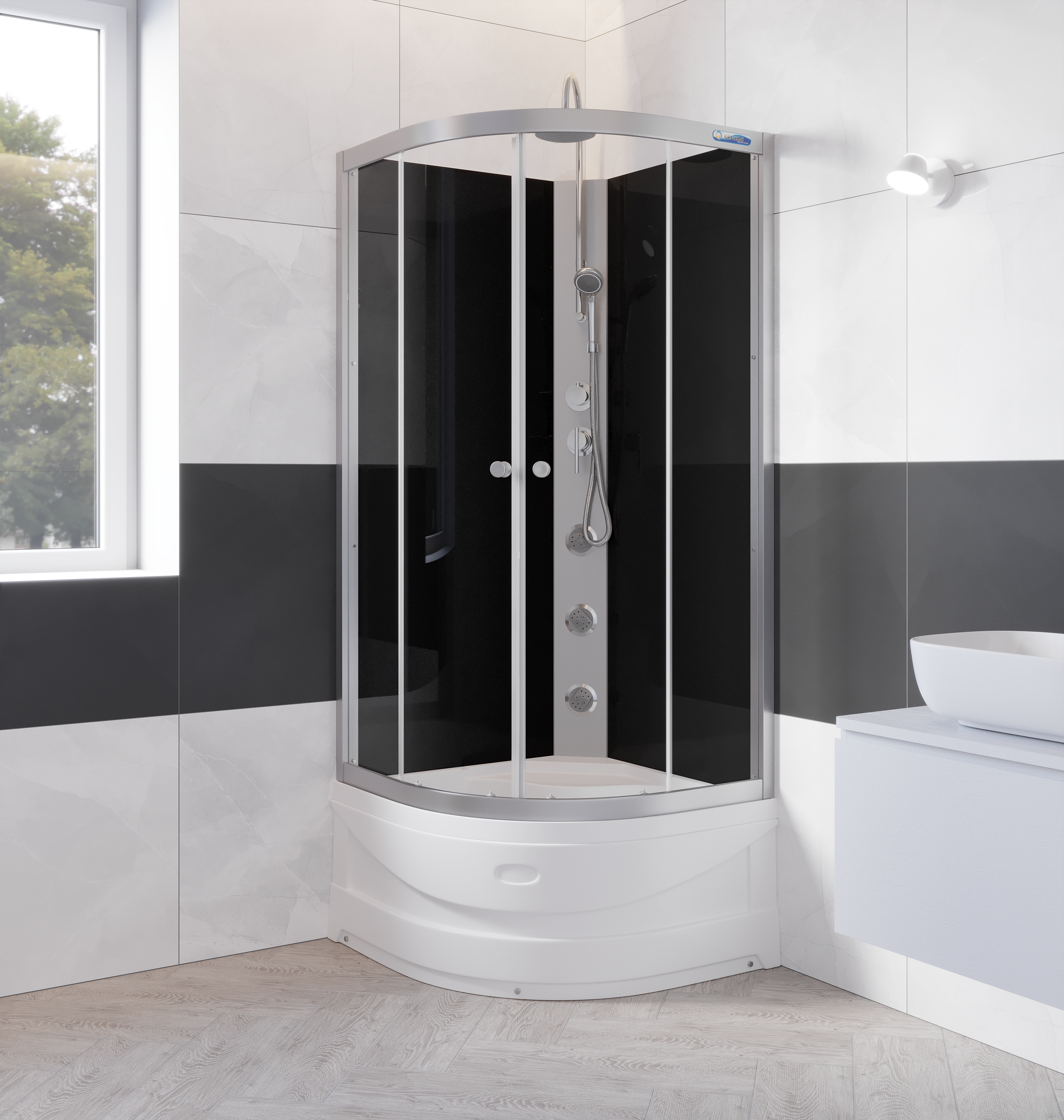 Kabina z hydromasażem 80 x 80 Nero Savana - 2