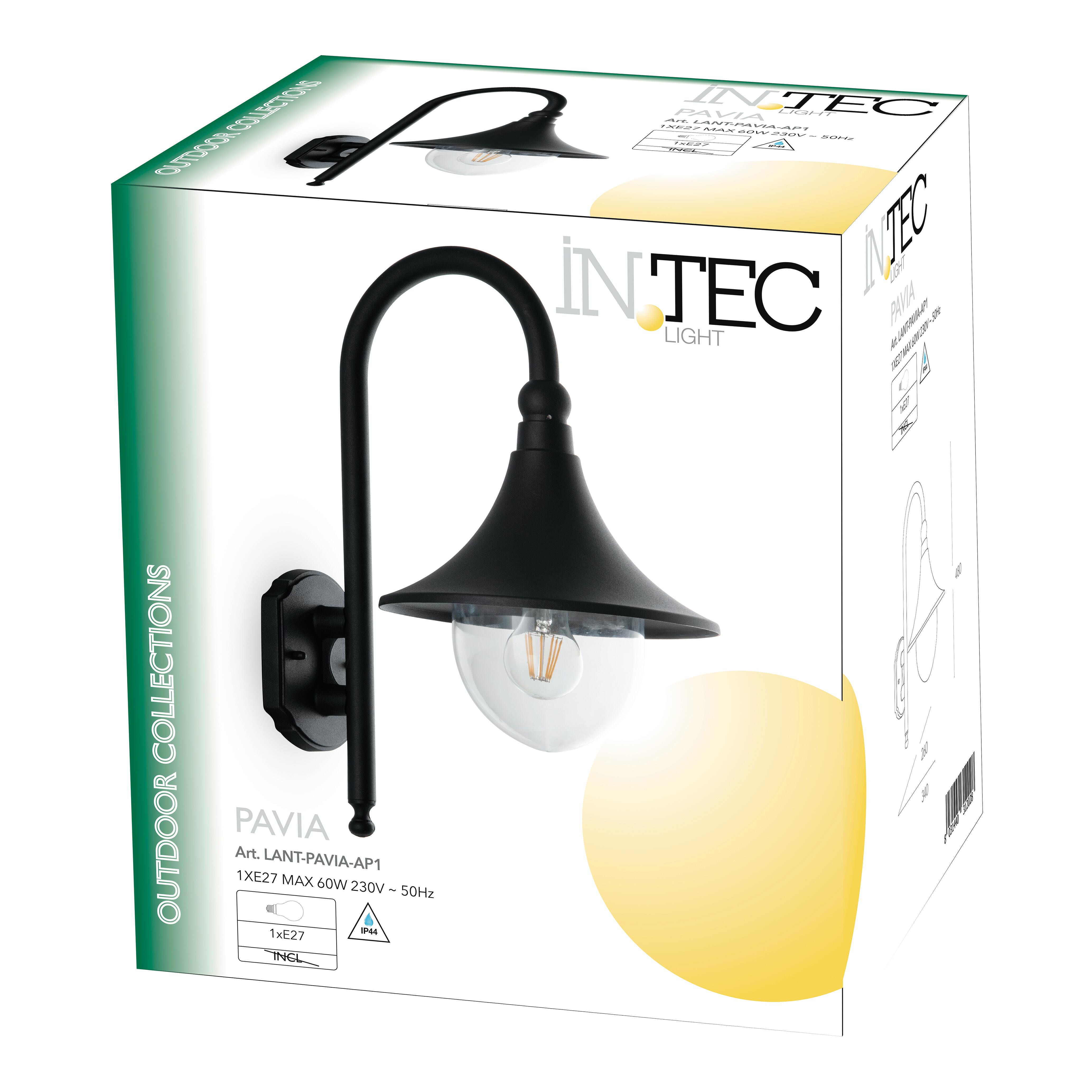 Applique classico da esterno Pavia nero IP44 E27 INTEC - 5
