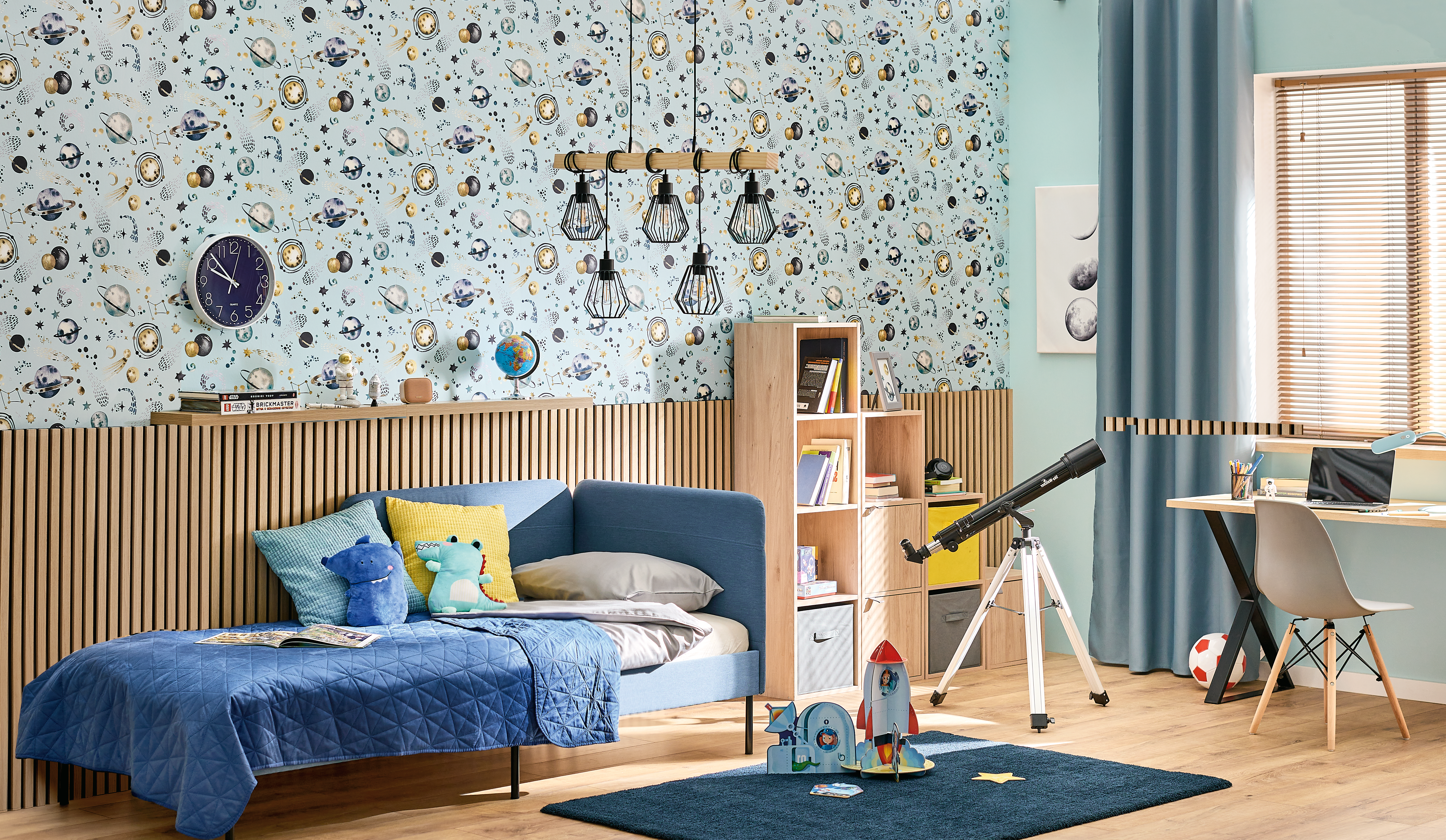 Lampa wisząca Tabodi czarna z drewnem 5 x E27 Inspire - 4