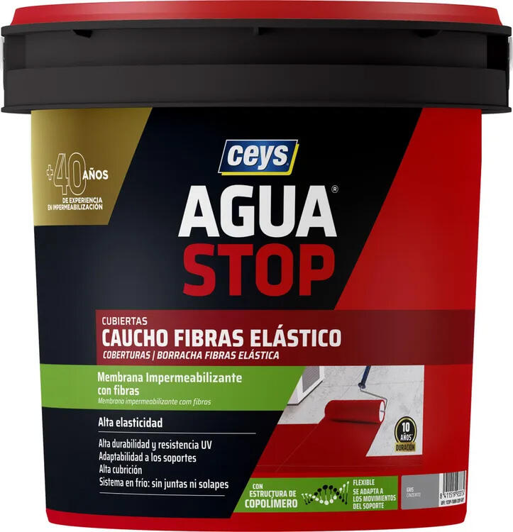 Pintura impermeabilizante exterior AGUASTOP Caucho color gris para balcones multimaterial 1KG. Acrílico. Para impermeabilizar. - 2