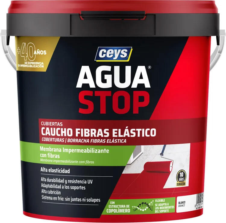 Pintura impermeabilizante exterior AGUASTOP Caucho color blanco para balcones multimaterial 5KG. Acrílico. Para impermeabilizar. - 2