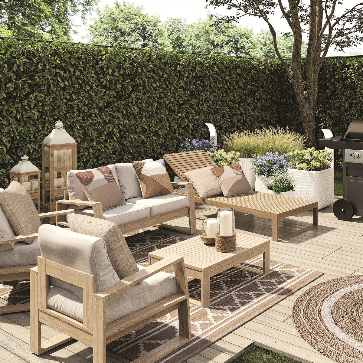 Conjunto jardim relax sofá e mesa Acácia Solaris Naterial - 5