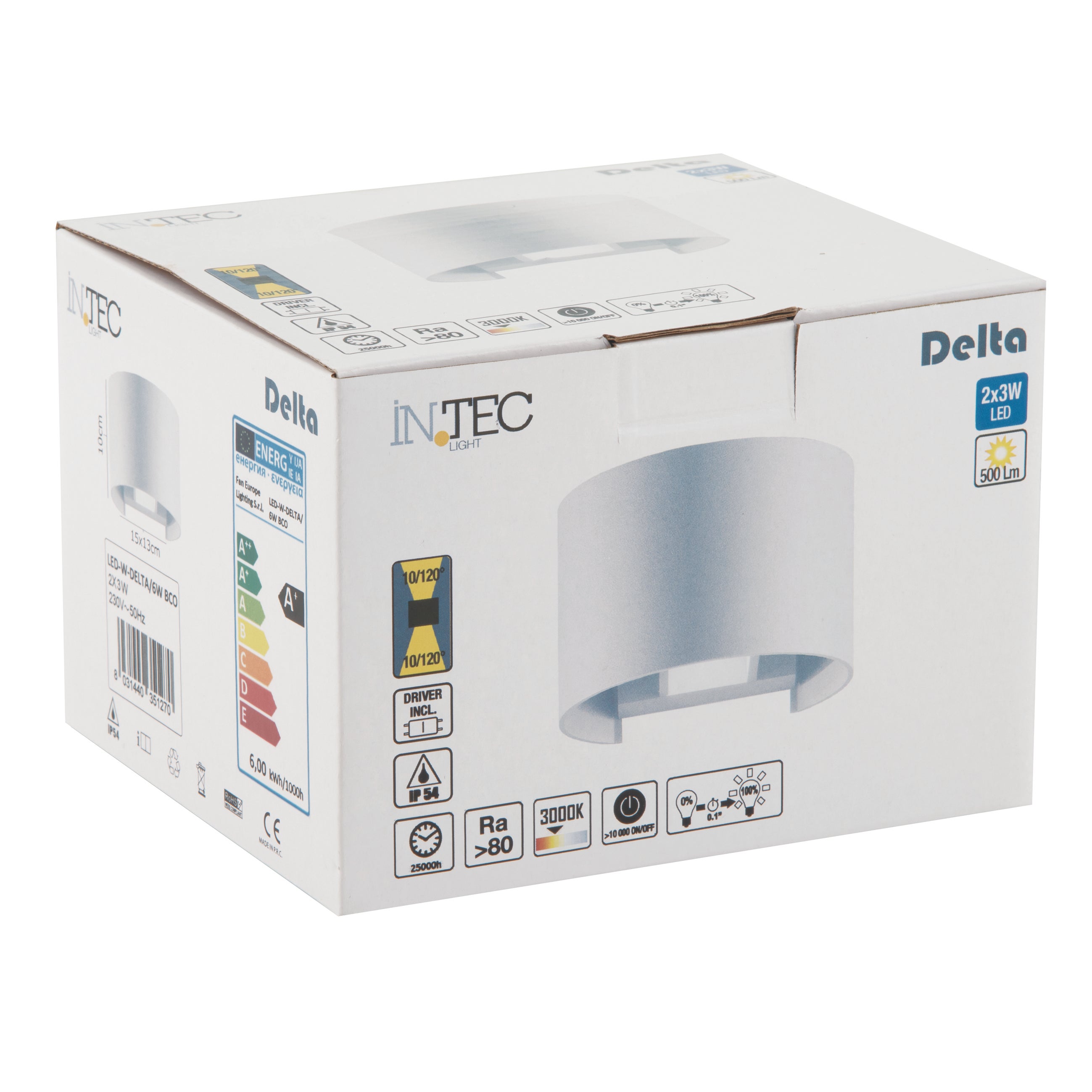 Applique LED moderno da esterno Delta doppia luce bianco IP54, 500 lumen, INTEC - 5
