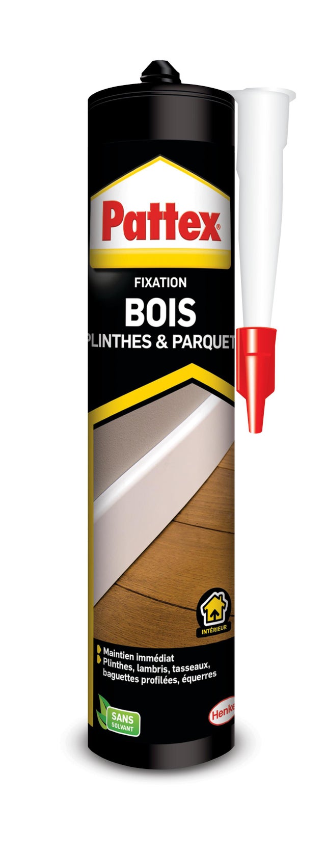 Colle de fixation pâte acrylique PATTEX Fixation plinthes blanc, 380g