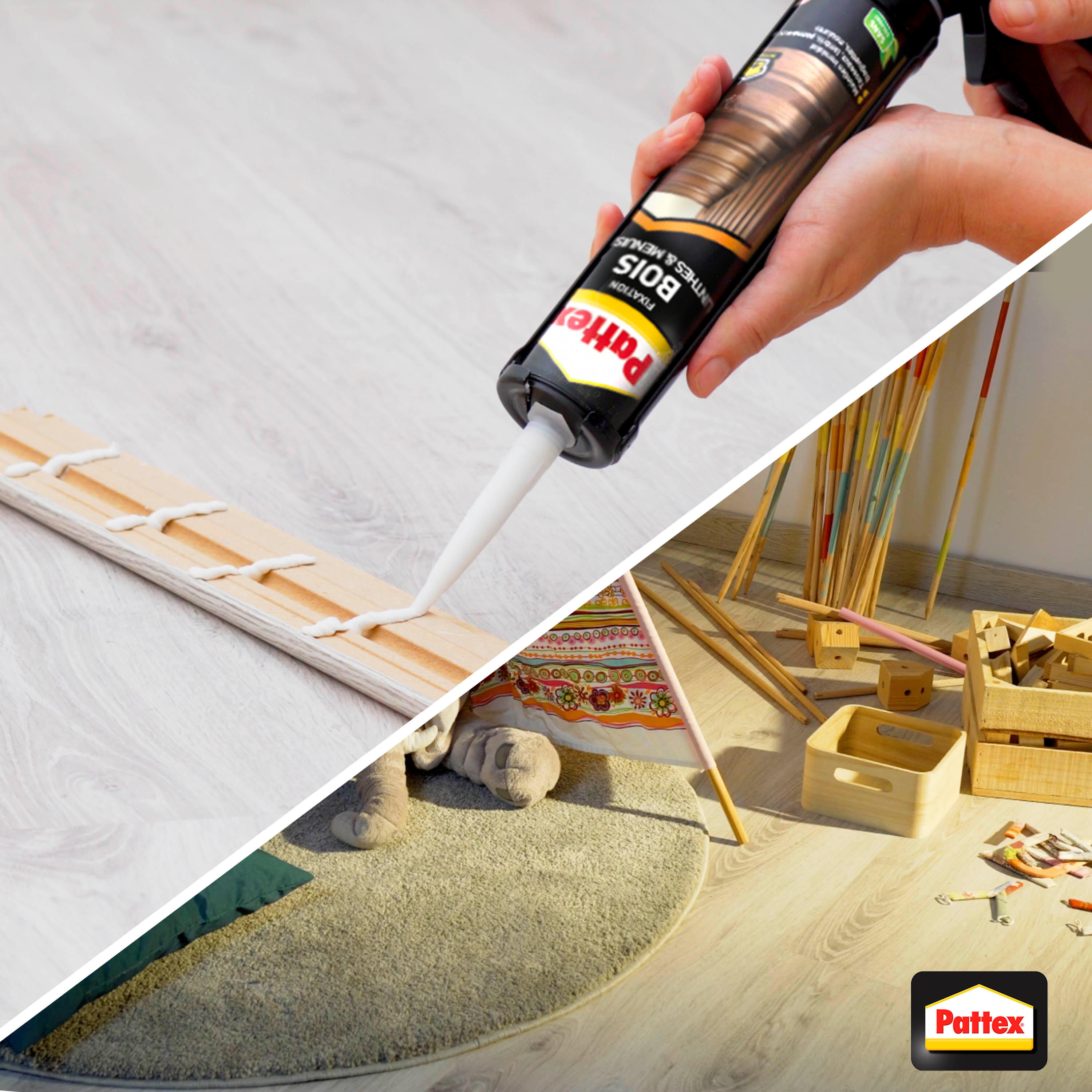 Colle de fixation pâte acrylique Bois PATTEX, 380 g blanc - 4