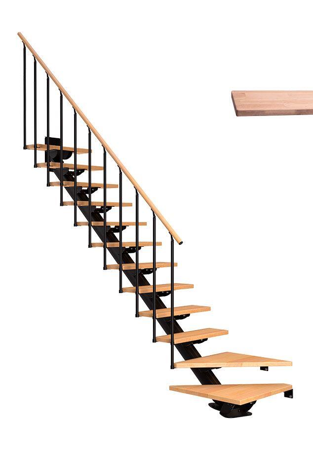 Escalier 1/4 tour bas alu gris anth 11 marches chêne huilé blanc, Sydney style 6