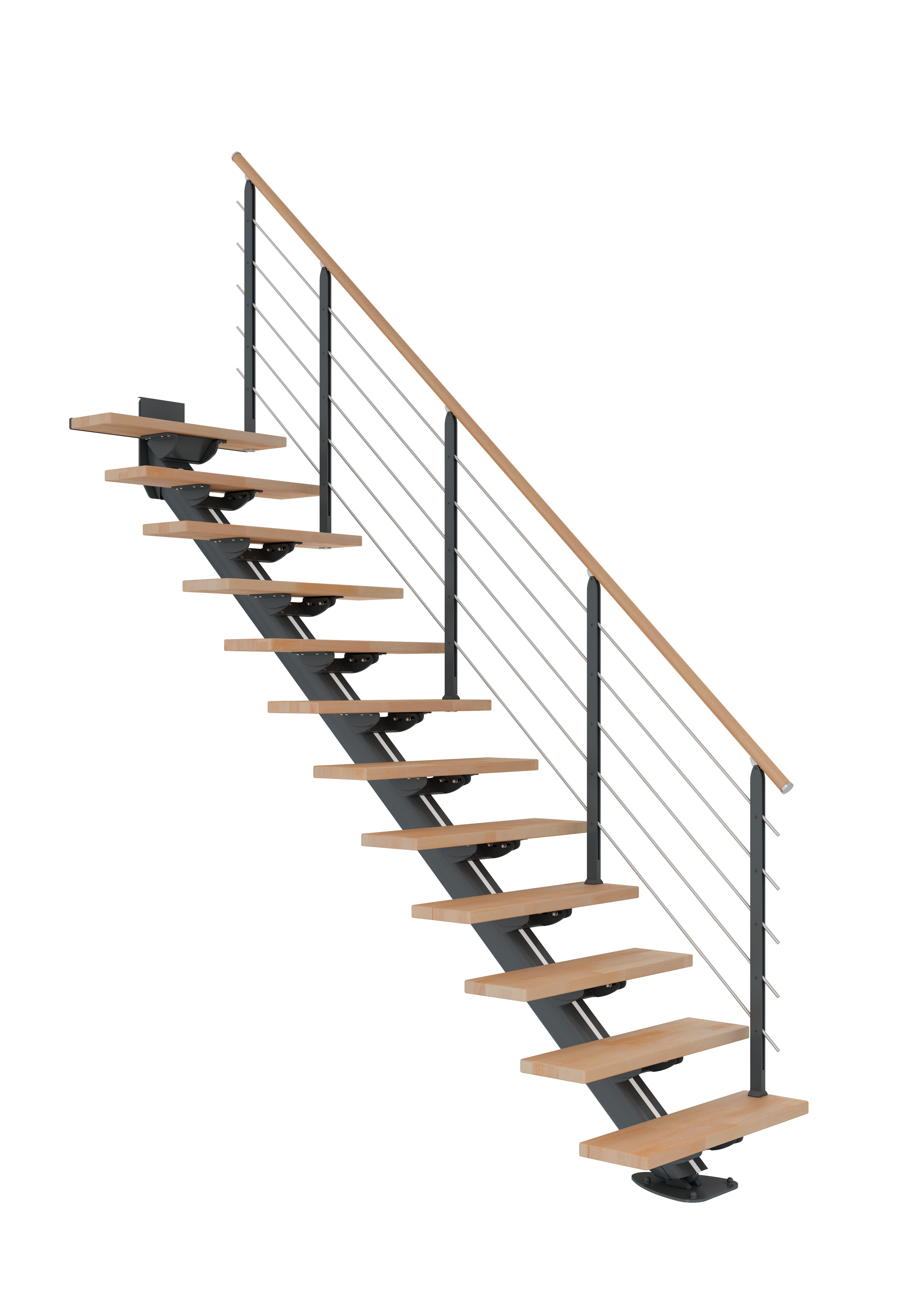 Escalier droit aluminium gris anthracite 11 marches hêtre, Sydney ...
