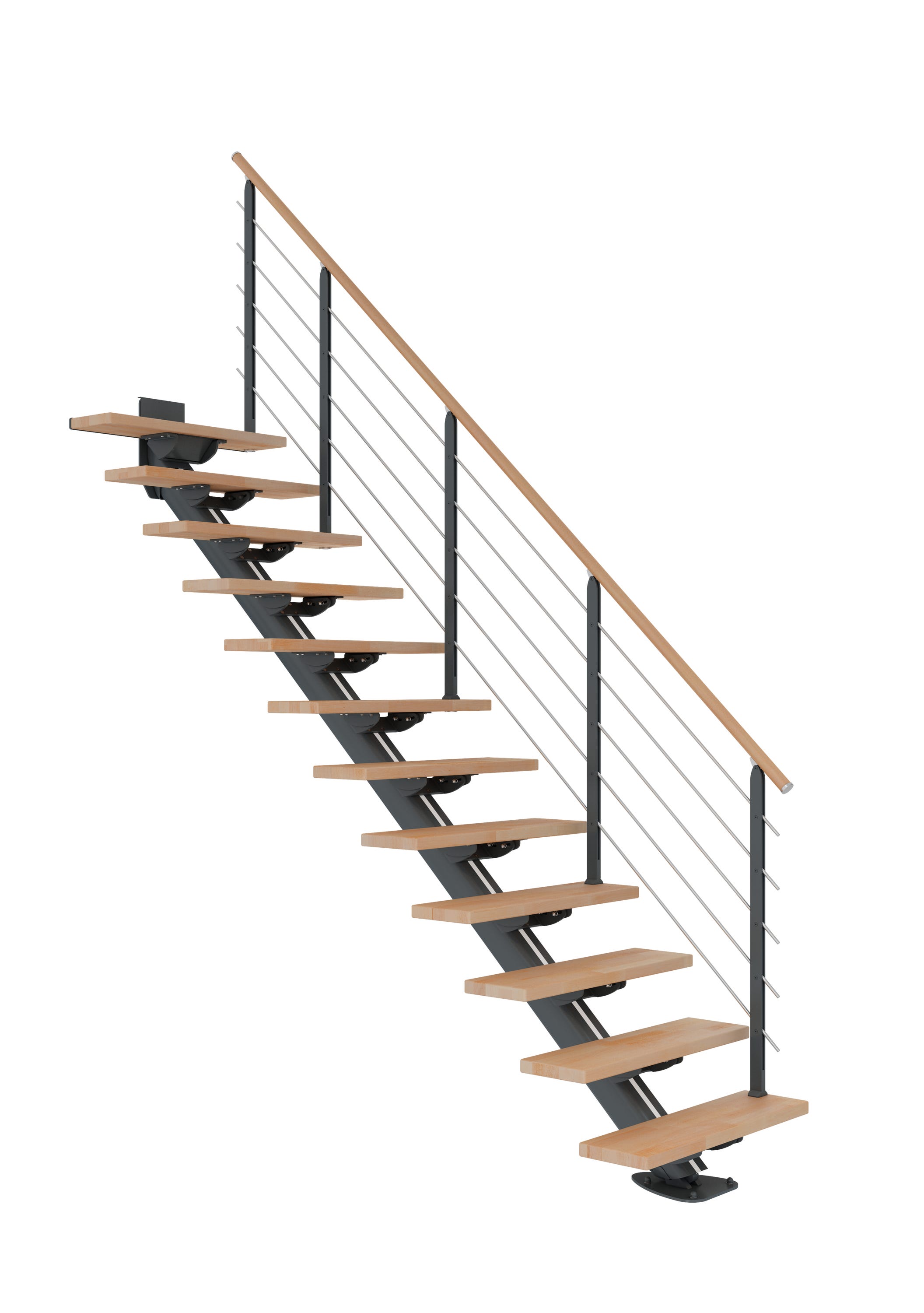 Escalier droit aluminium gris anthracite 11 marches hêtre, Sydney ...