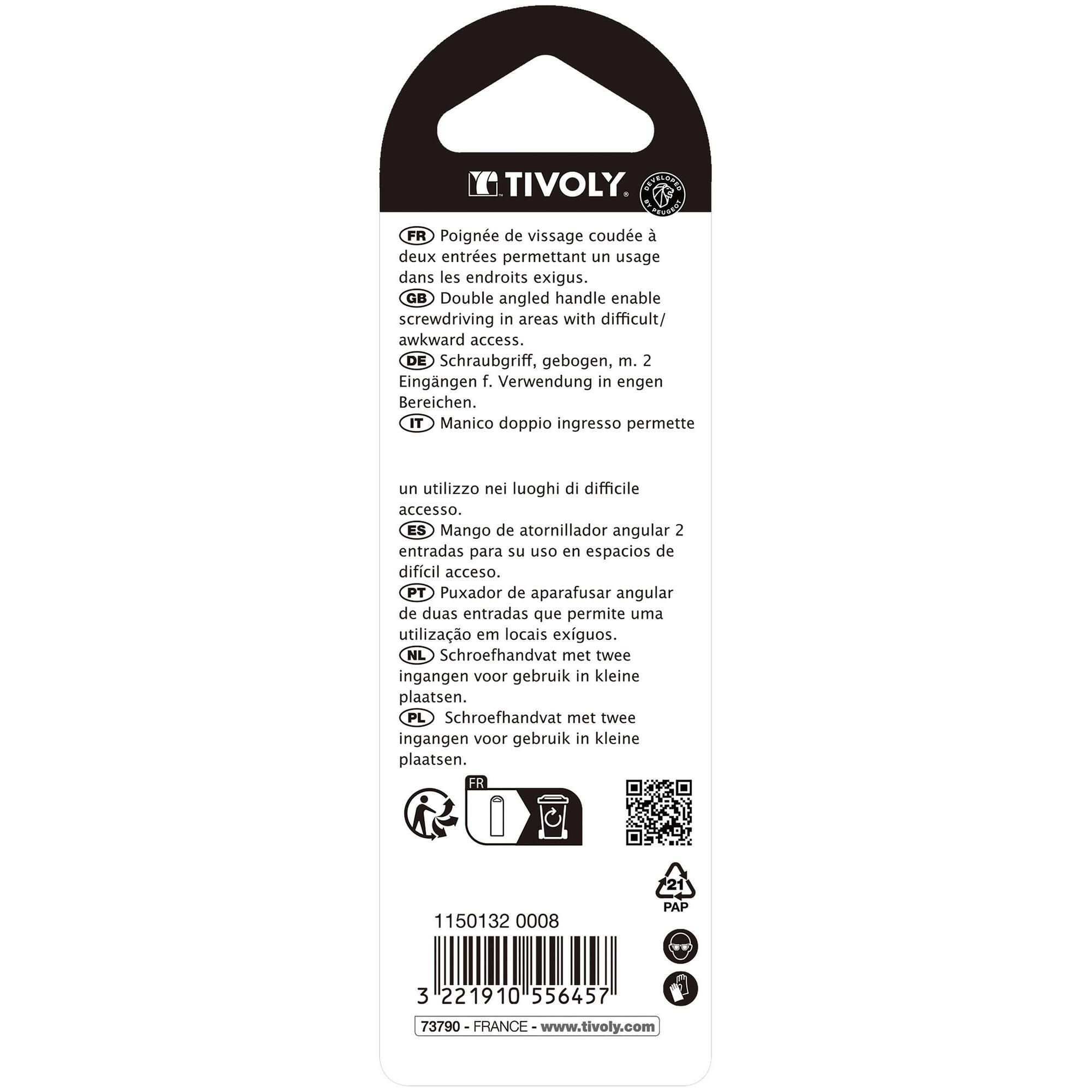 Porte embout manuel coudé 2 entrées TIVOLY Poignée de vissage coudée à deux entr - 3