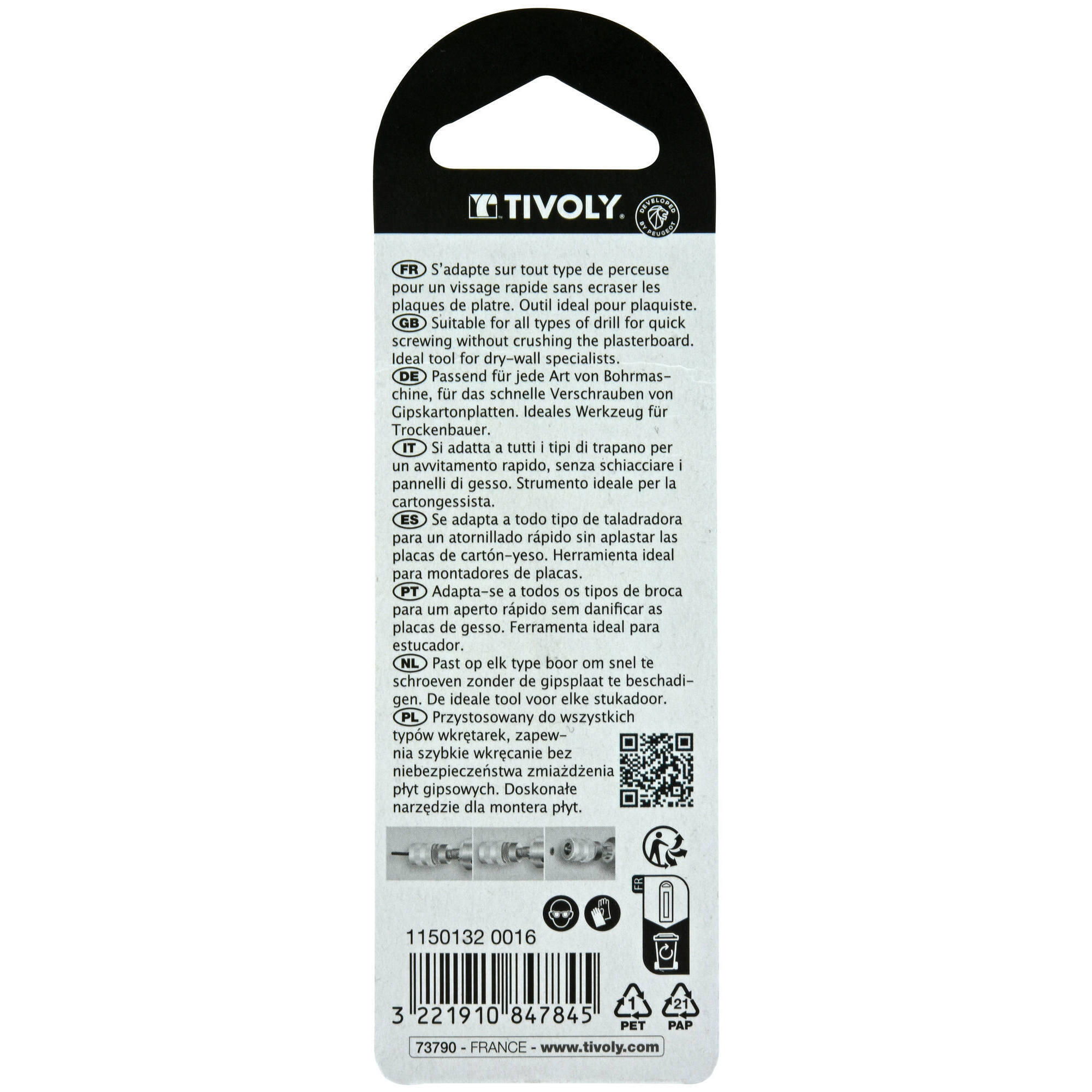 Porte-embout spécial plaque de plâtre + embout PH2, L.75 mm TIVOLY - 4