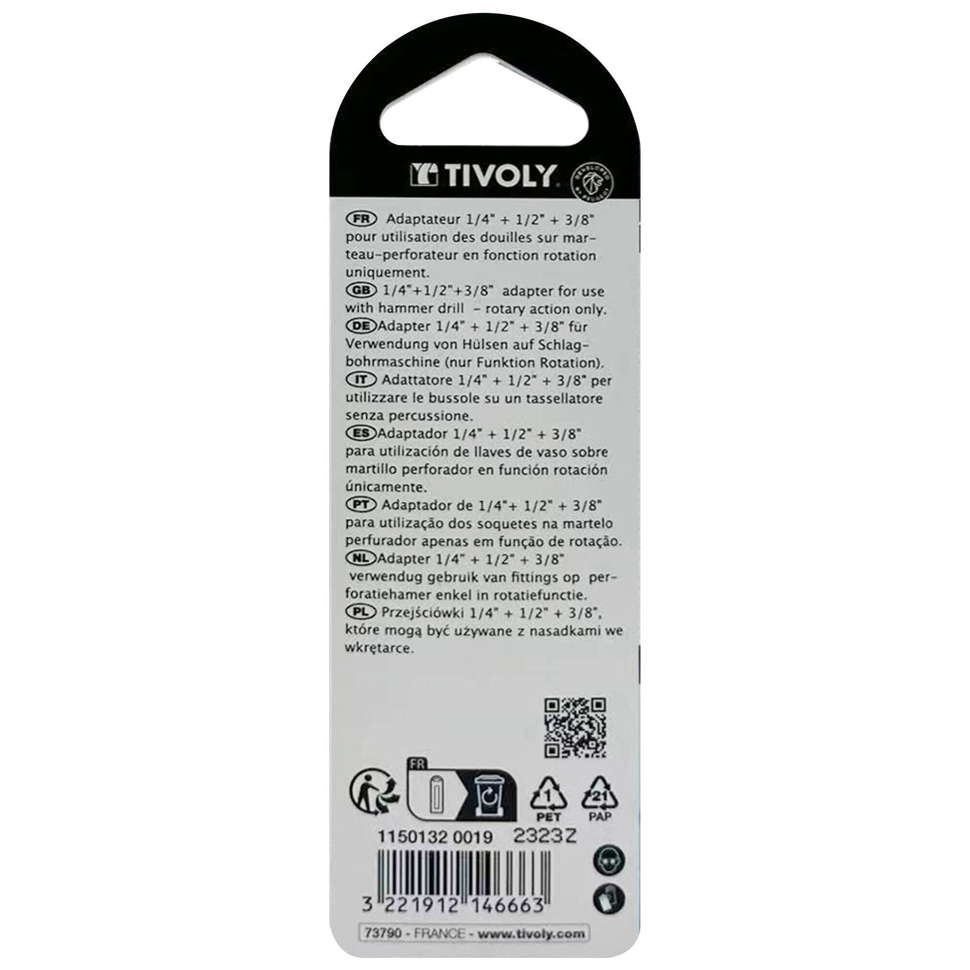 Lot  de 3 porte douilles SDS+, 1/4