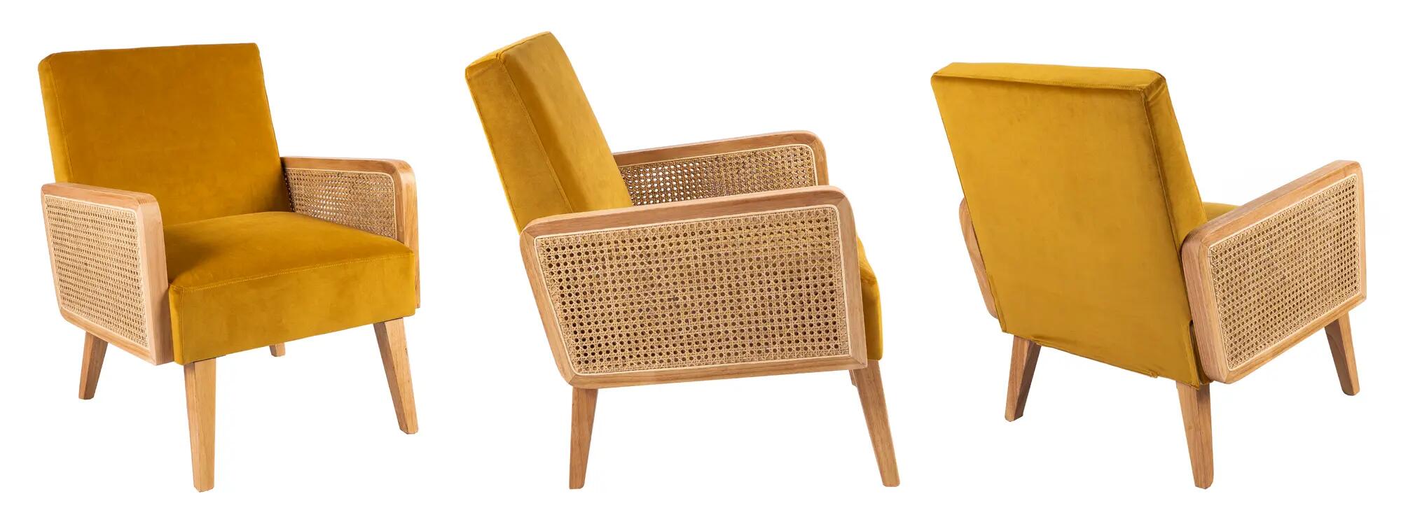 Fauteuil Oregon en Velours Jaune