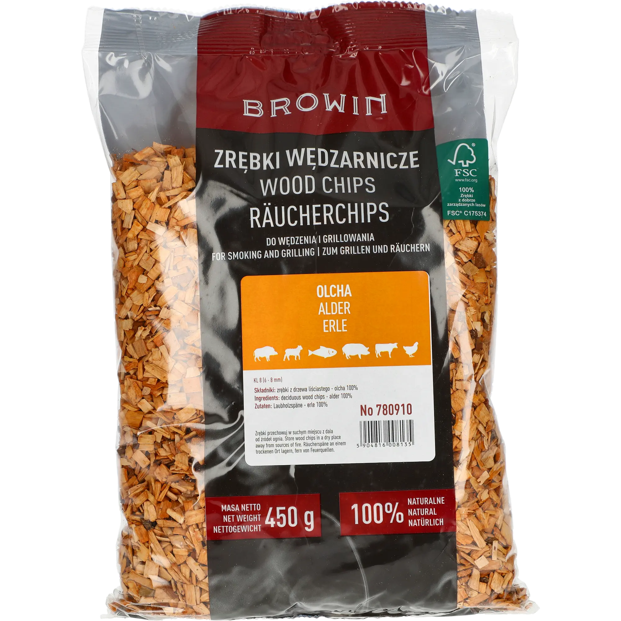 Zrębki do wędzenia olchowe 450 g Browin