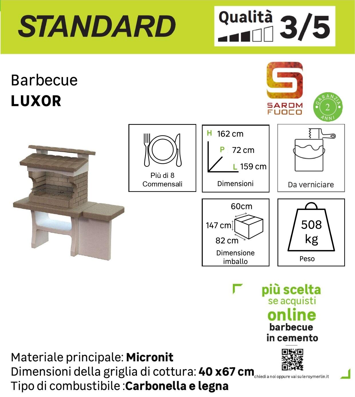 Barbecue fisso a legna e carbonella Luxor SAROM FUOCO L 159 x H 162 x P 72 cm - 4