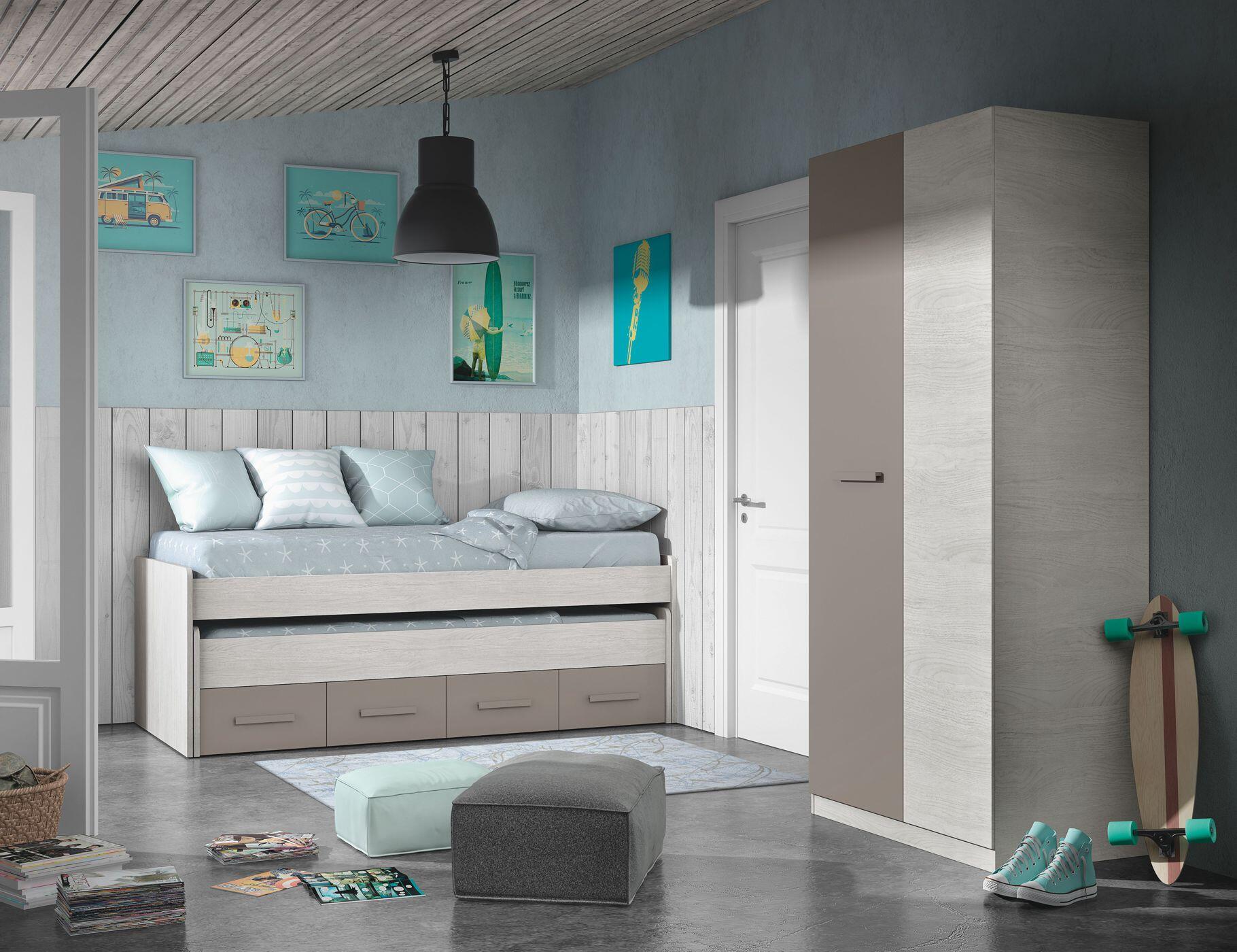 Armario puerta abatible Enea ARES 90x200x52cm con 2 puertas color blanco efecto madera y Basalto - 3