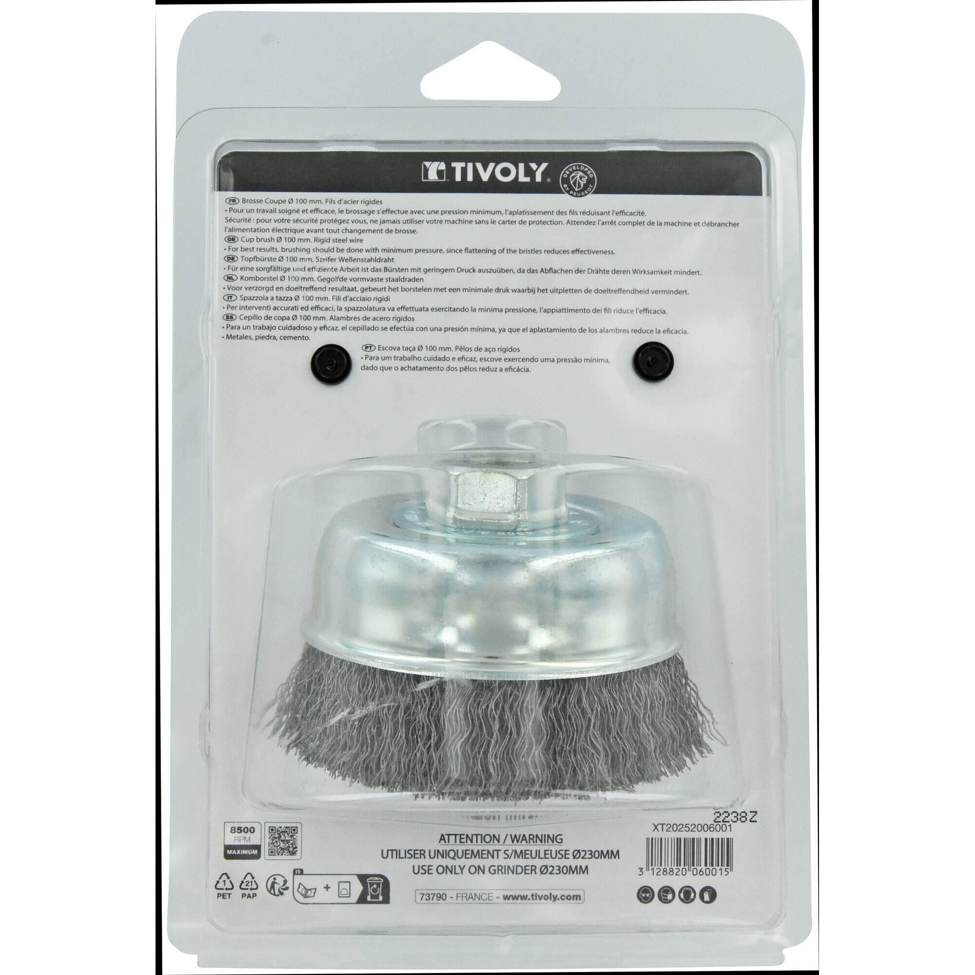 Brosse coupe meuleuse pour métal, Diam.100 mm, fil acier ondulé TIVOLY - 3