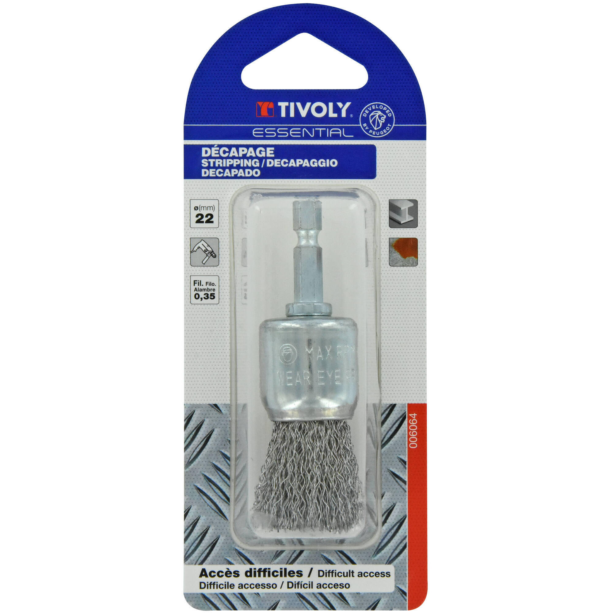 Brosse pinceau perceuse pour métal, Diam.22 mm TIVOLY - 2