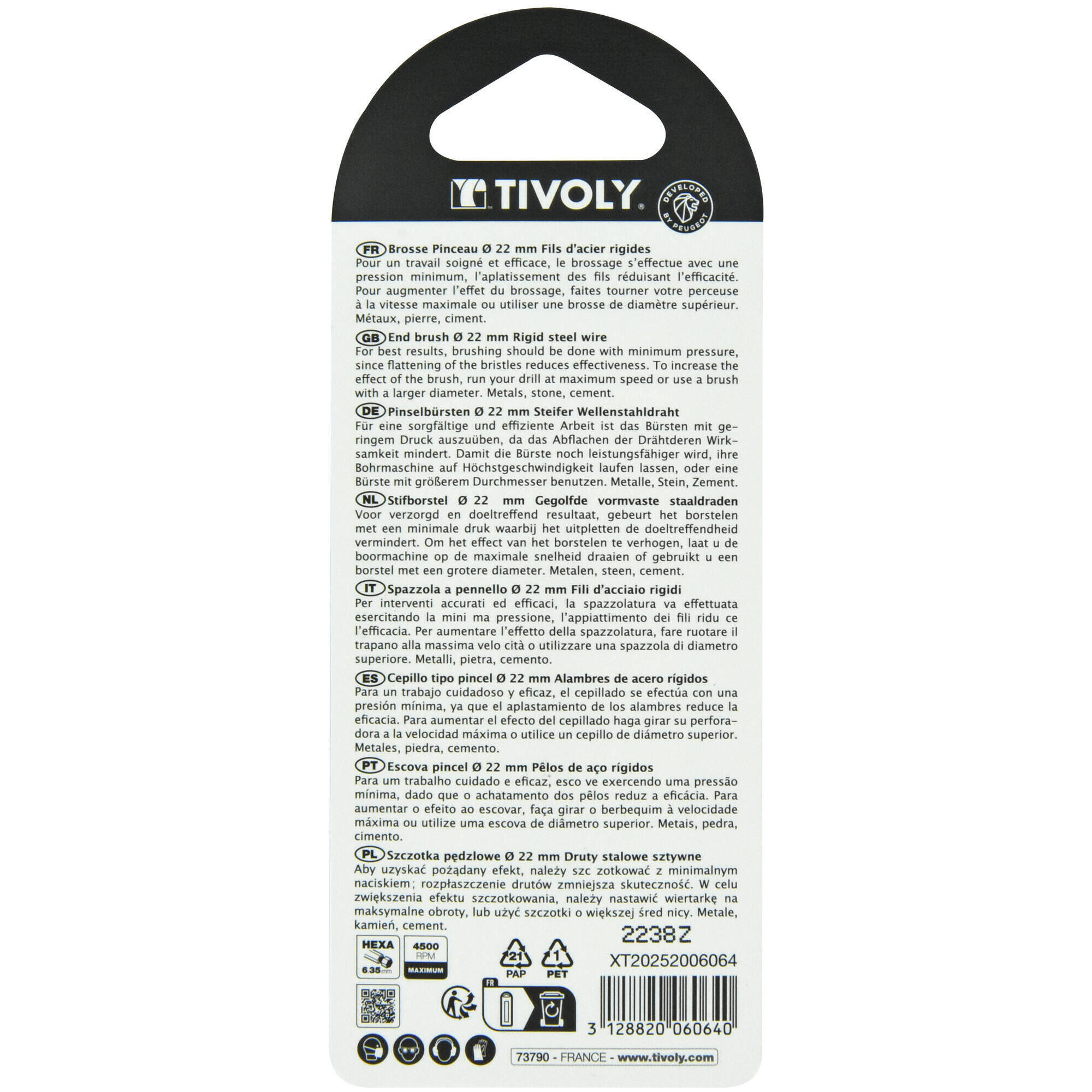 Brosse pinceau perceuse pour métal, Diam.22 mm TIVOLY - 4