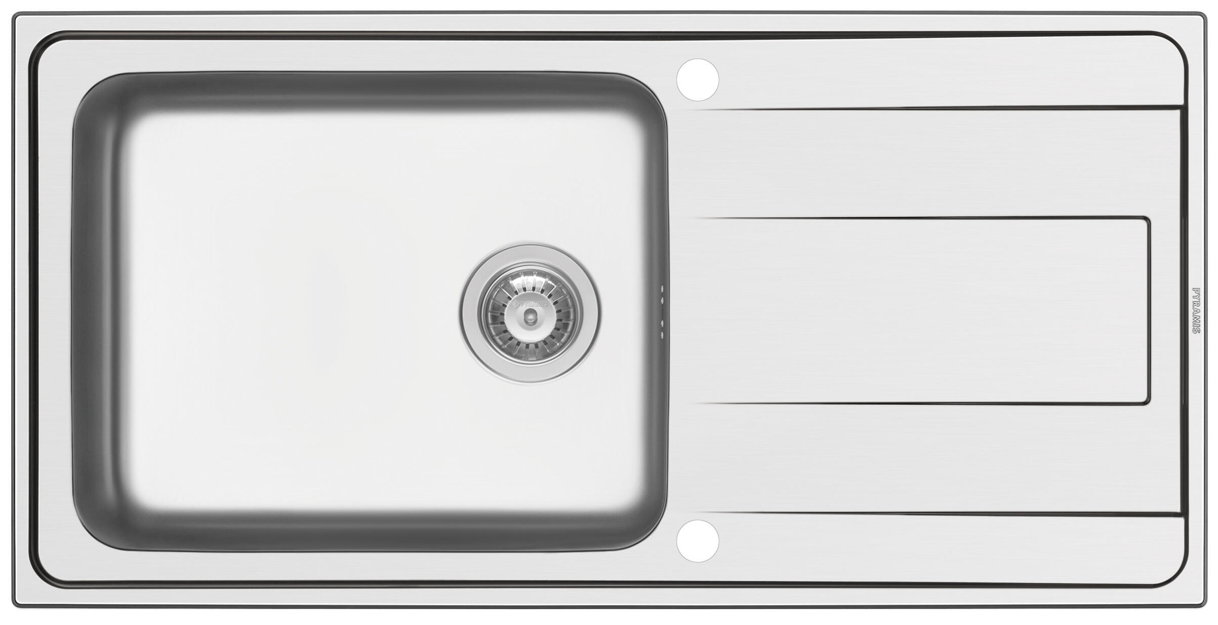 Evier à encastrer 1 grand bac avec égouttoir, Inox lisse, ALEA Gris ...