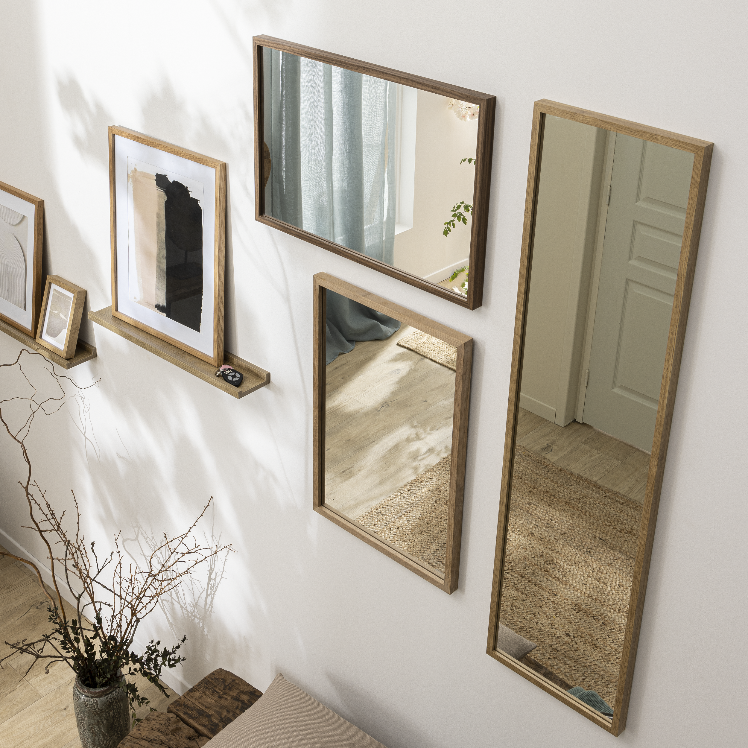 Espejo enmarcado de pared rectangular milo MDF roble claro mate INSPIRE de 32.7x122.7 cm - 6