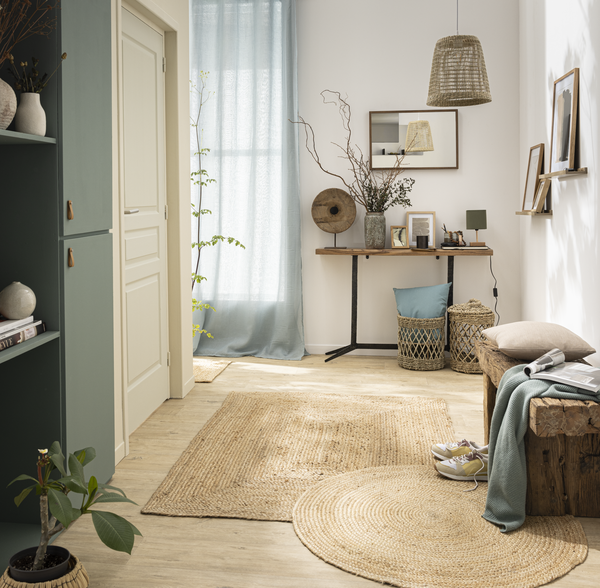 Lampa stołowa Akora zielona z drewnem E14 Inspire - 4