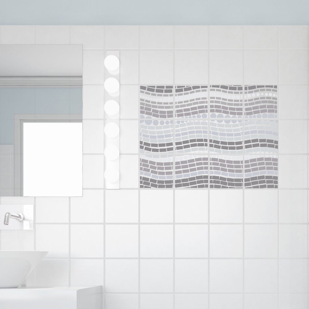 Lot de 12 stickers décoratifs mosaique, bleu, 15 cm x 15 cm - 3