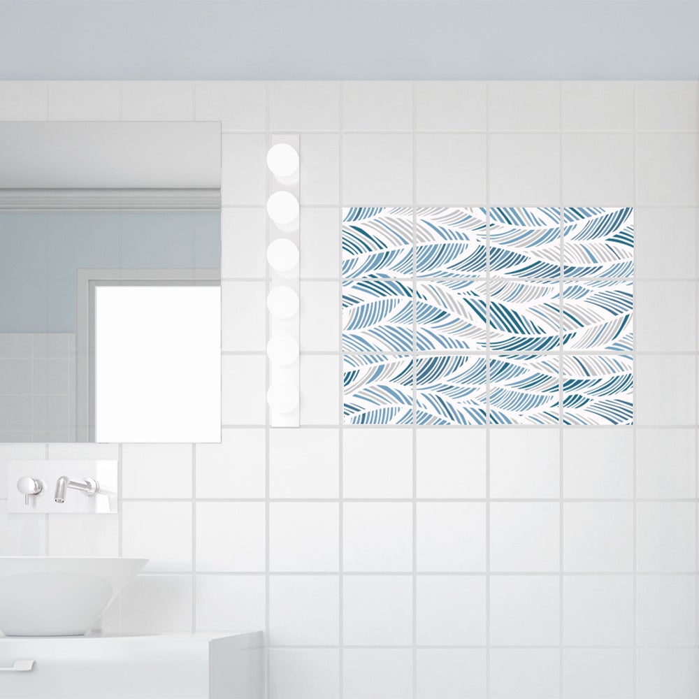 Lot de 12 stickers décoratifs vagues, bleu, 15 cm x 15 cm - 2