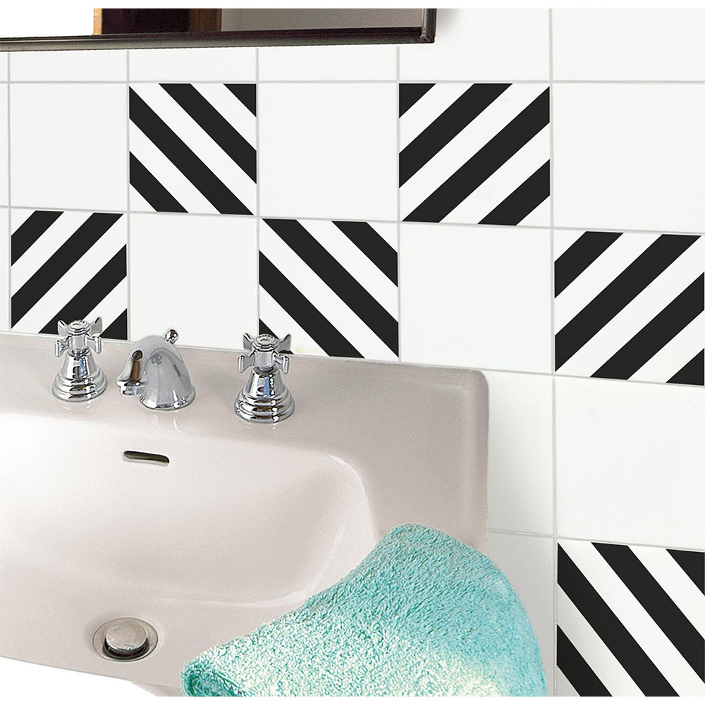 Lot de 6 stickers décoratifs rayure, noir, 15 cm x 15 cm - 2