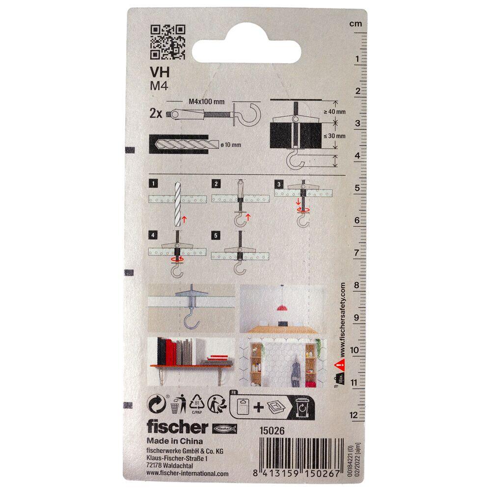 2 Taco de vuelco con hembrilla abierta fischer VH M4 para pared hueca, ø 10 x 95 mm - 14