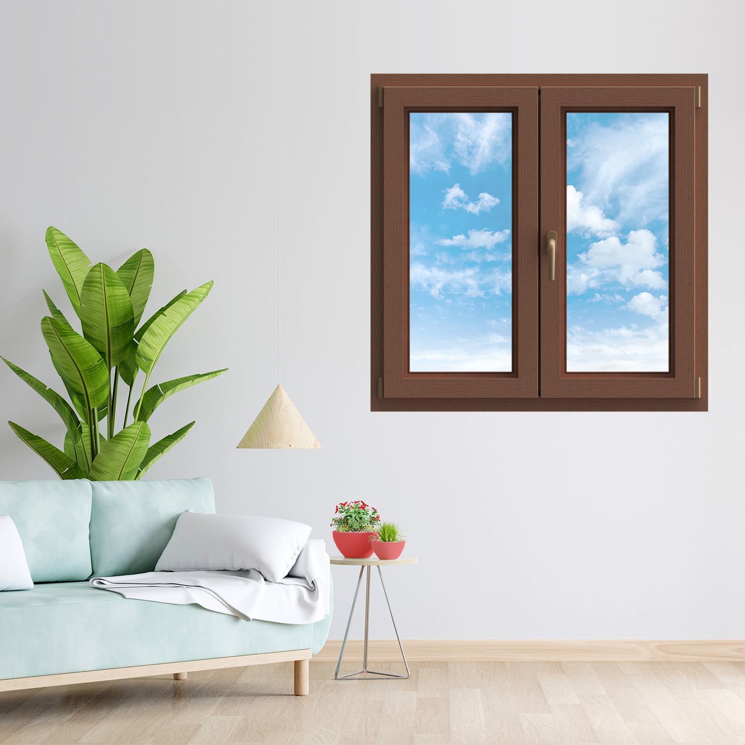 Finestra in PVC rovere dorato L 120 x H 120 cm, 2 ante apertura a destra - 2