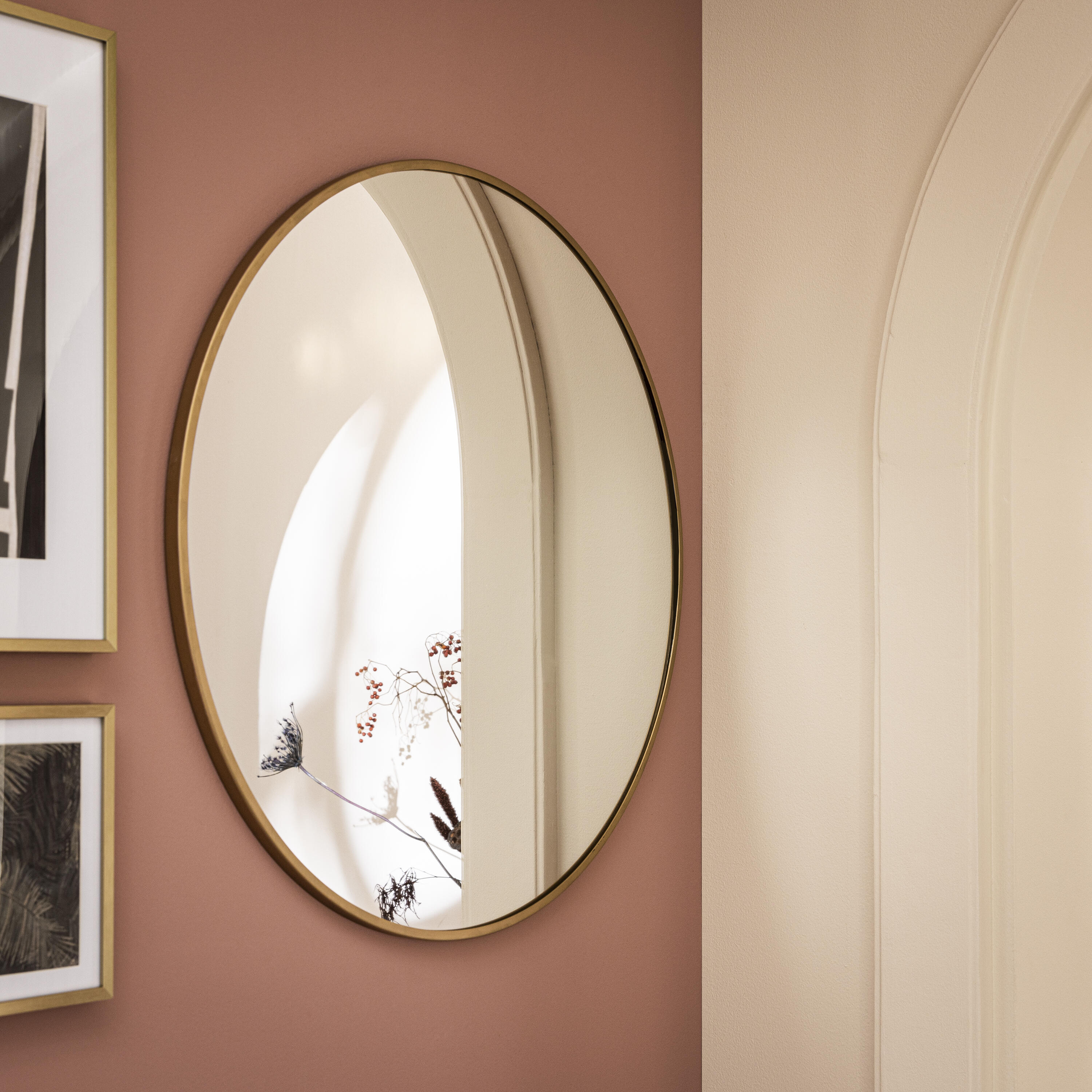 Espejo decorativo grande de pared, espejo ovalado de baño, espejos  decorativos para colgar en el dormitorio, sala de estar, marco de  poliuretano