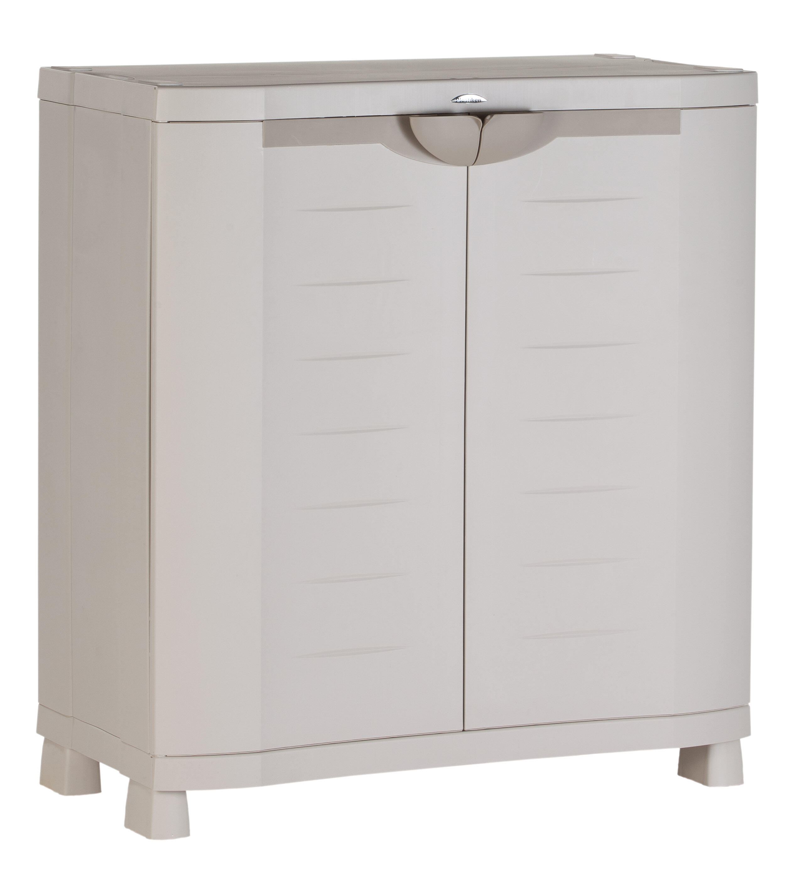 Armario de resina bajo con balda metálica beige, alt. 100x an. 90 x prof 45 cm