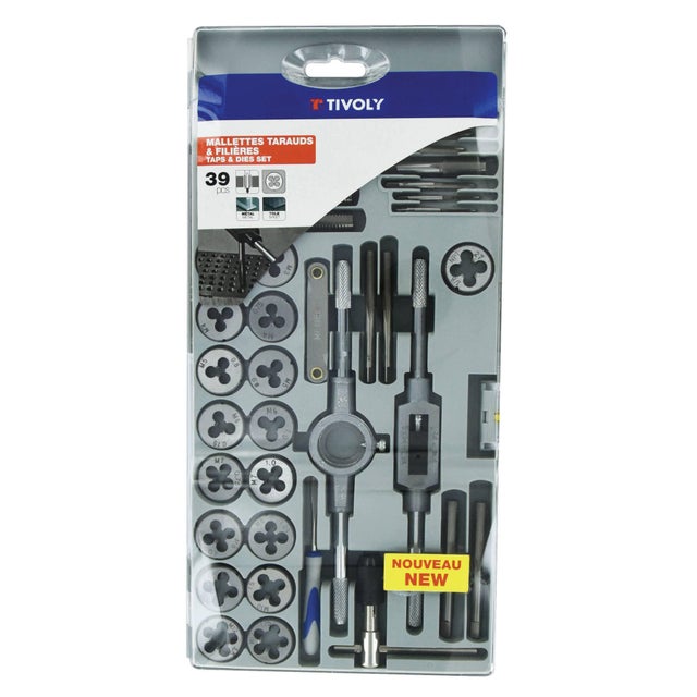 Coffret de 39 pièces tarauds et filières mtf39 métal TIVOLY
