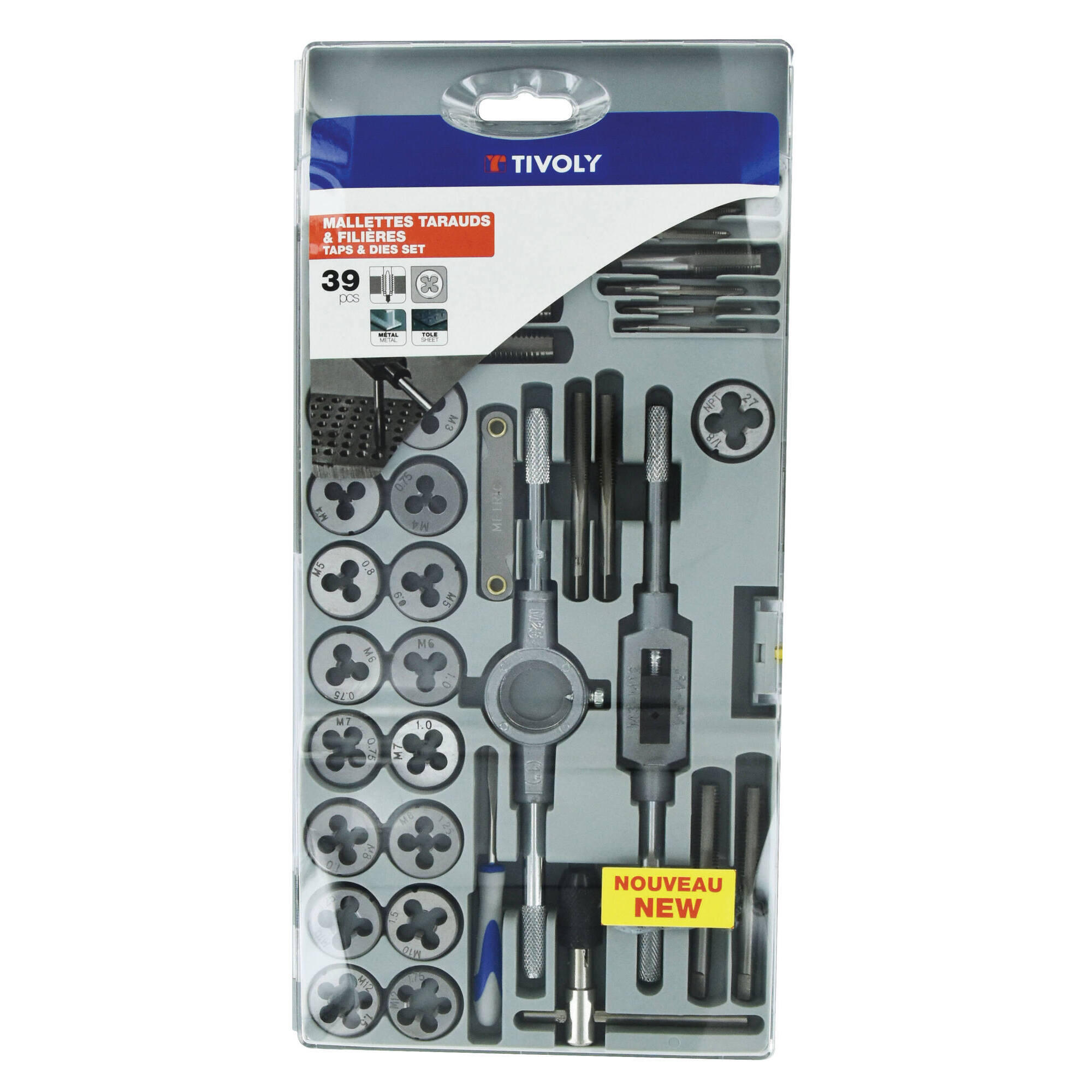 Estuche de machos/cojinetes con 39 piezas