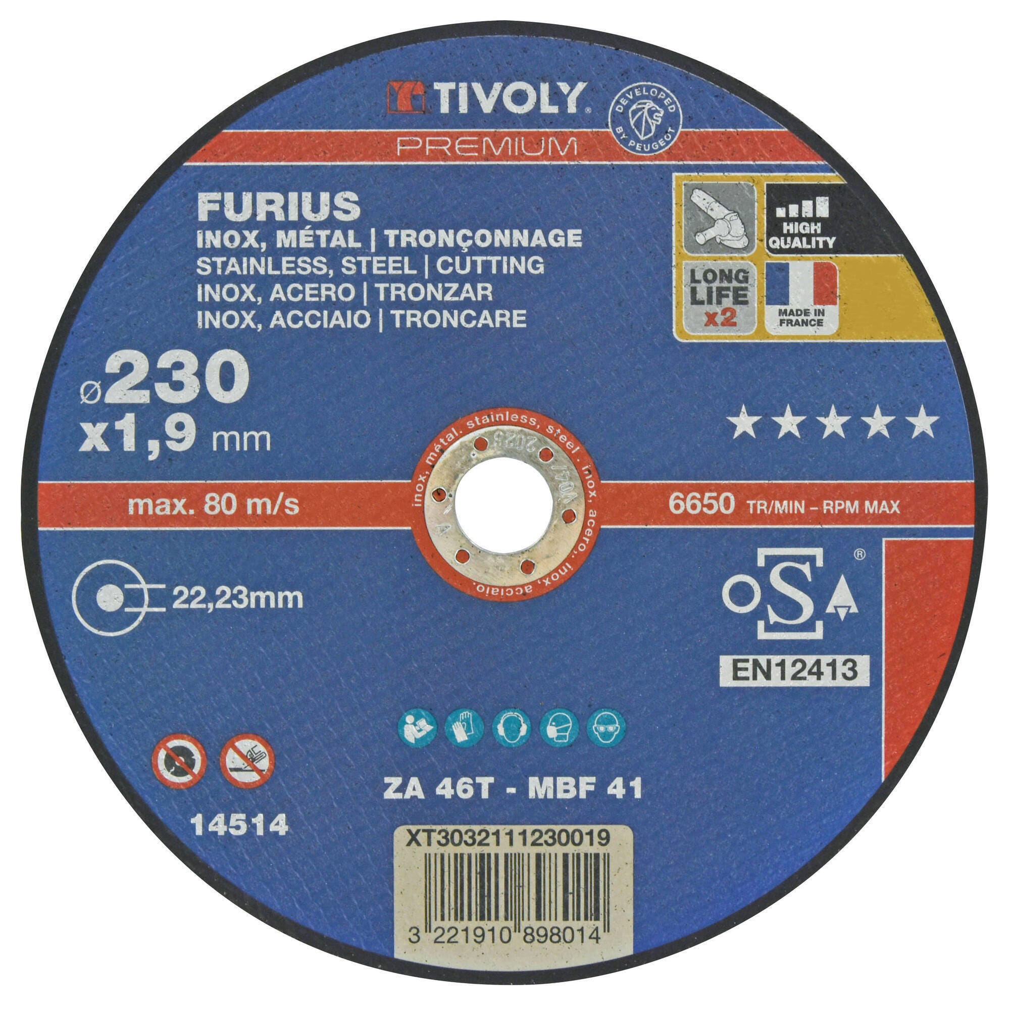 Lot De 10 Disques à Tronçonner 230x3mm - Pour Acier, Inox, Métal - Pour Meuleuse D'Angle 230mm