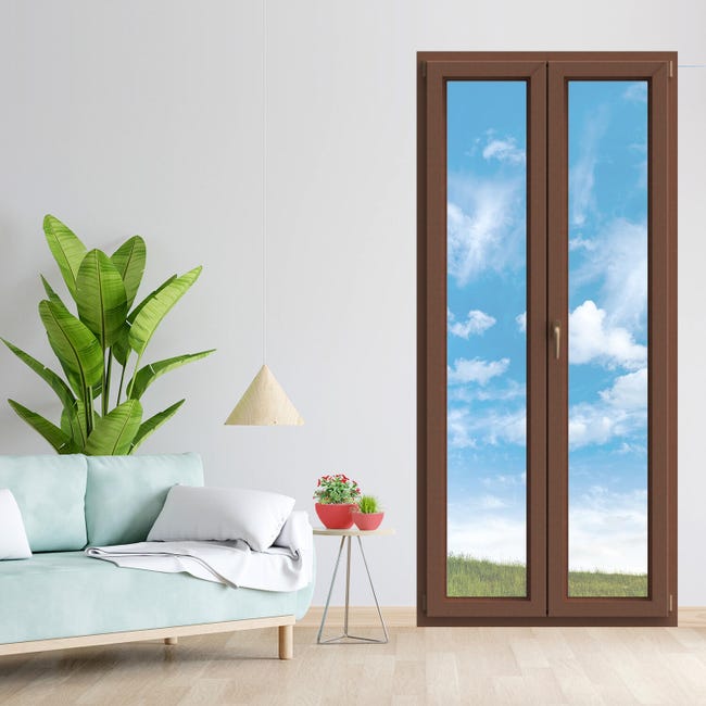 Portafinestra in PVC rovere dorato L 120 x H 220 cm, ante