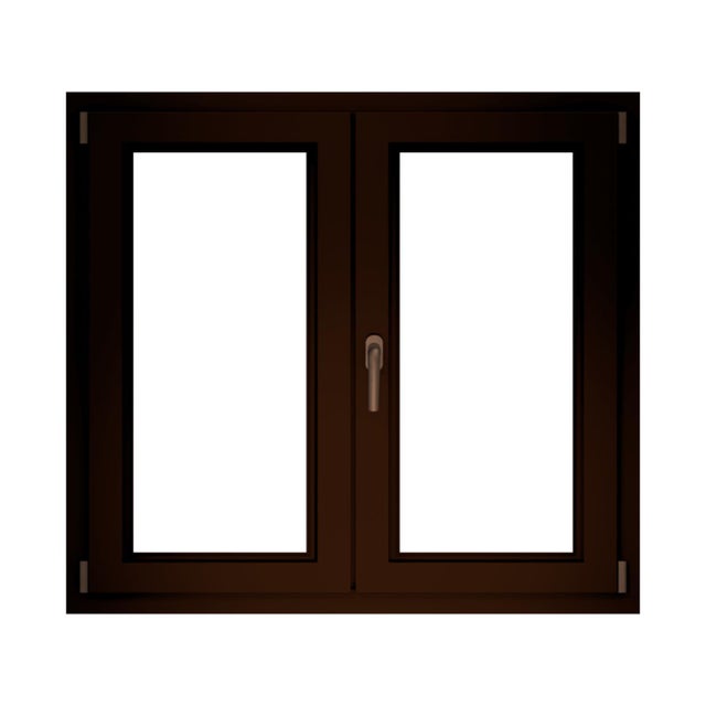 Finestra in PVC effetto legno noce L 140 x H 120 cm, 2 ante apertura a destra