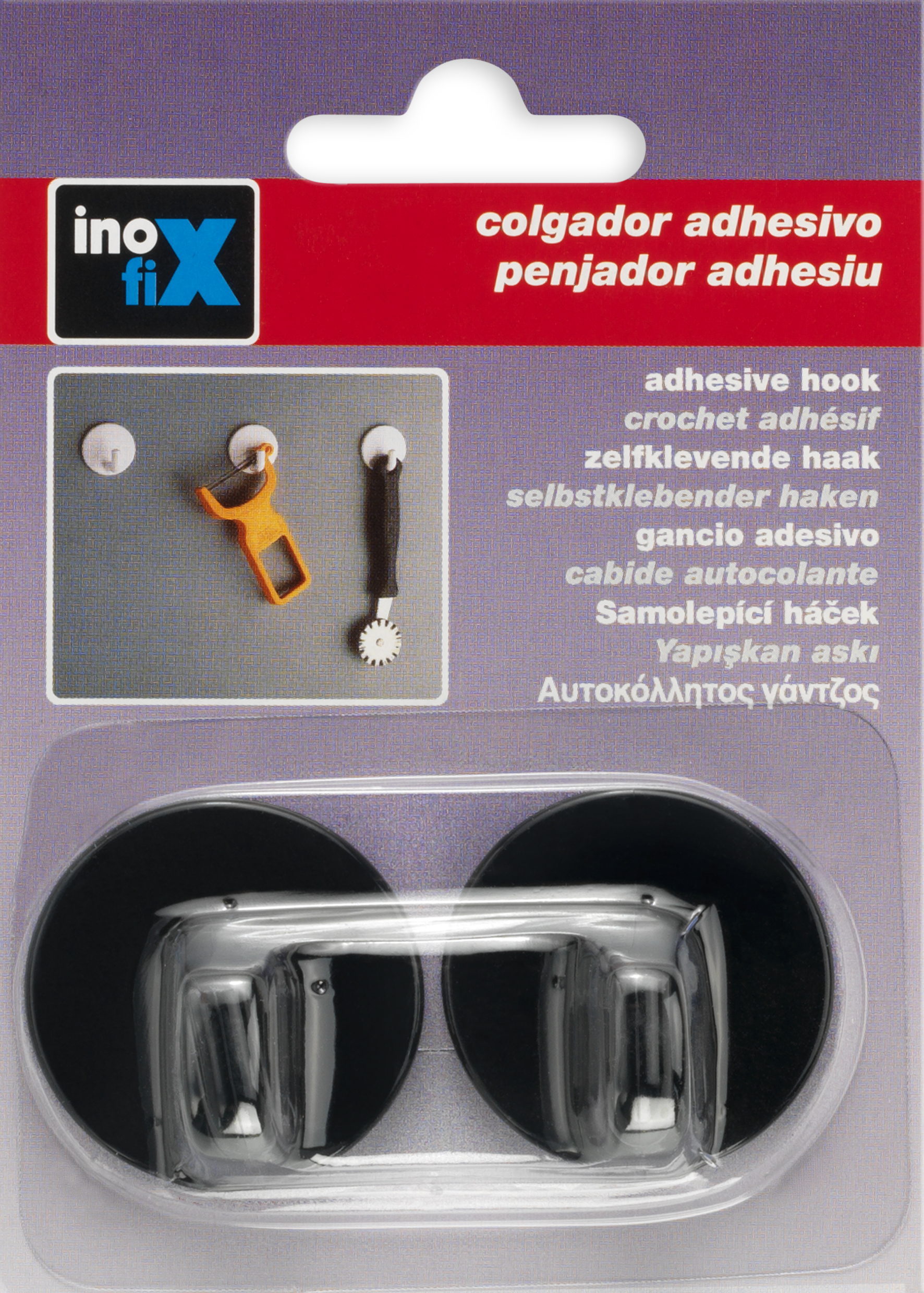 2 Cabides adesivos INOFIX 2080 35x21MM PRETO - 5