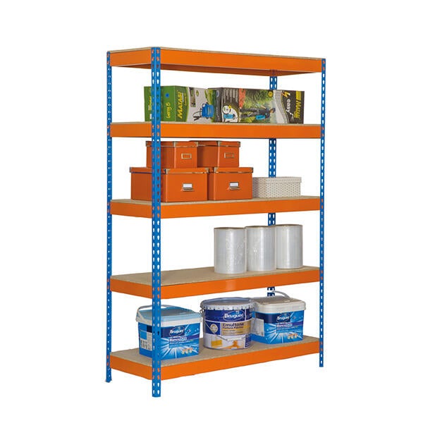 Estante metálica azul 5 prateleiras madeira 100x60x200cm 300kg Simonrack - 3