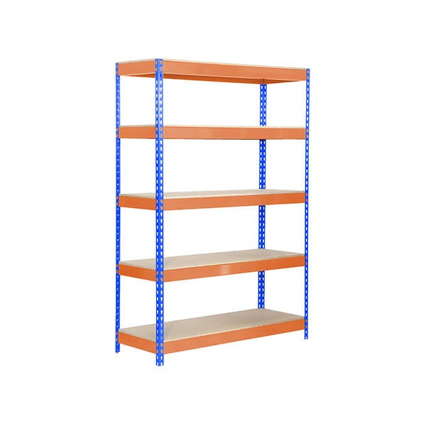 Estante metálica azul 5 prateleiras madeira 100x60x200cm 300kg Simonrack - 2