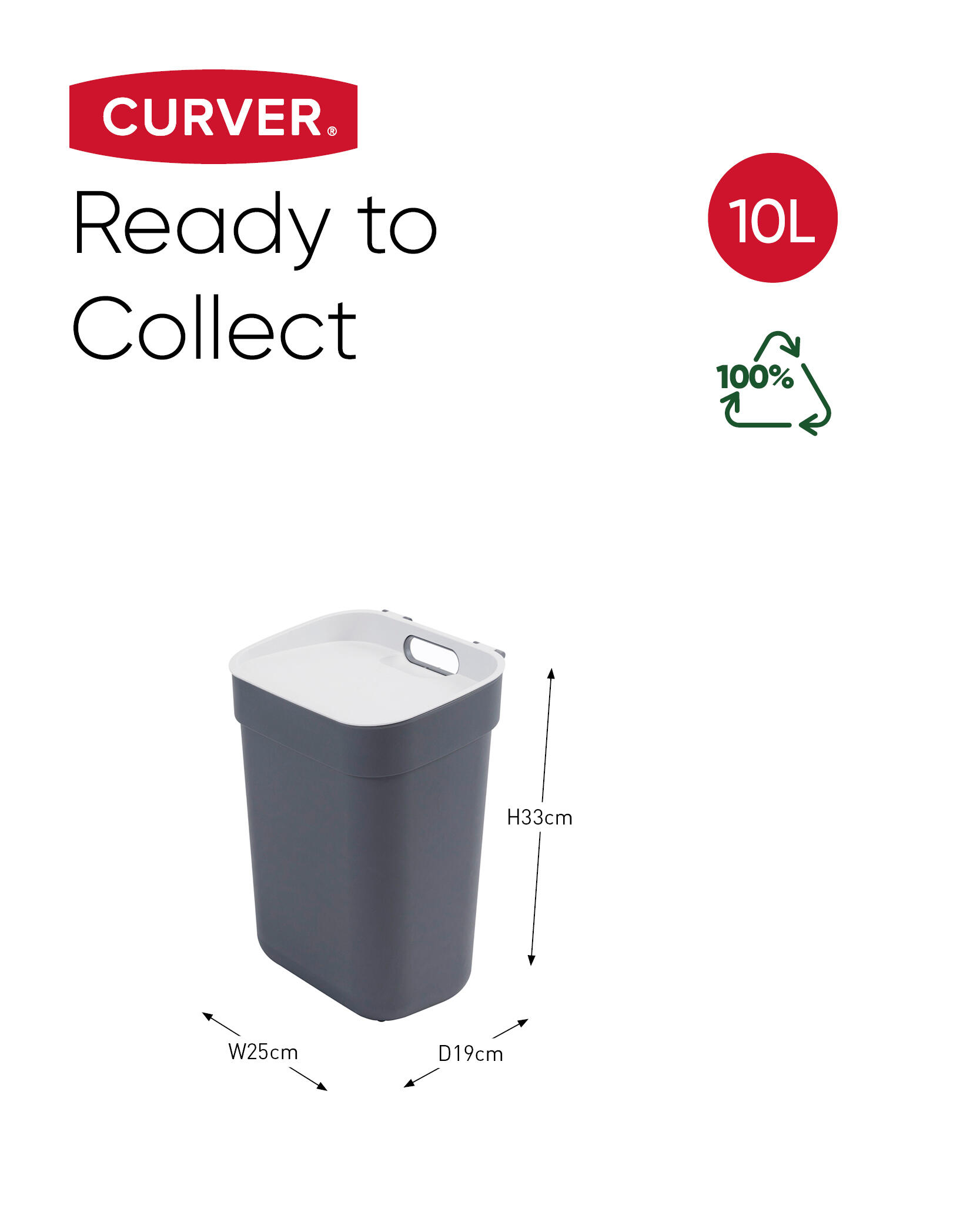 Balde de lixo COLLECT 10L PRETO - 6