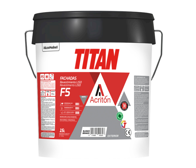 Tinta exterior fachada acrílico mate 15 L branco Titan F5